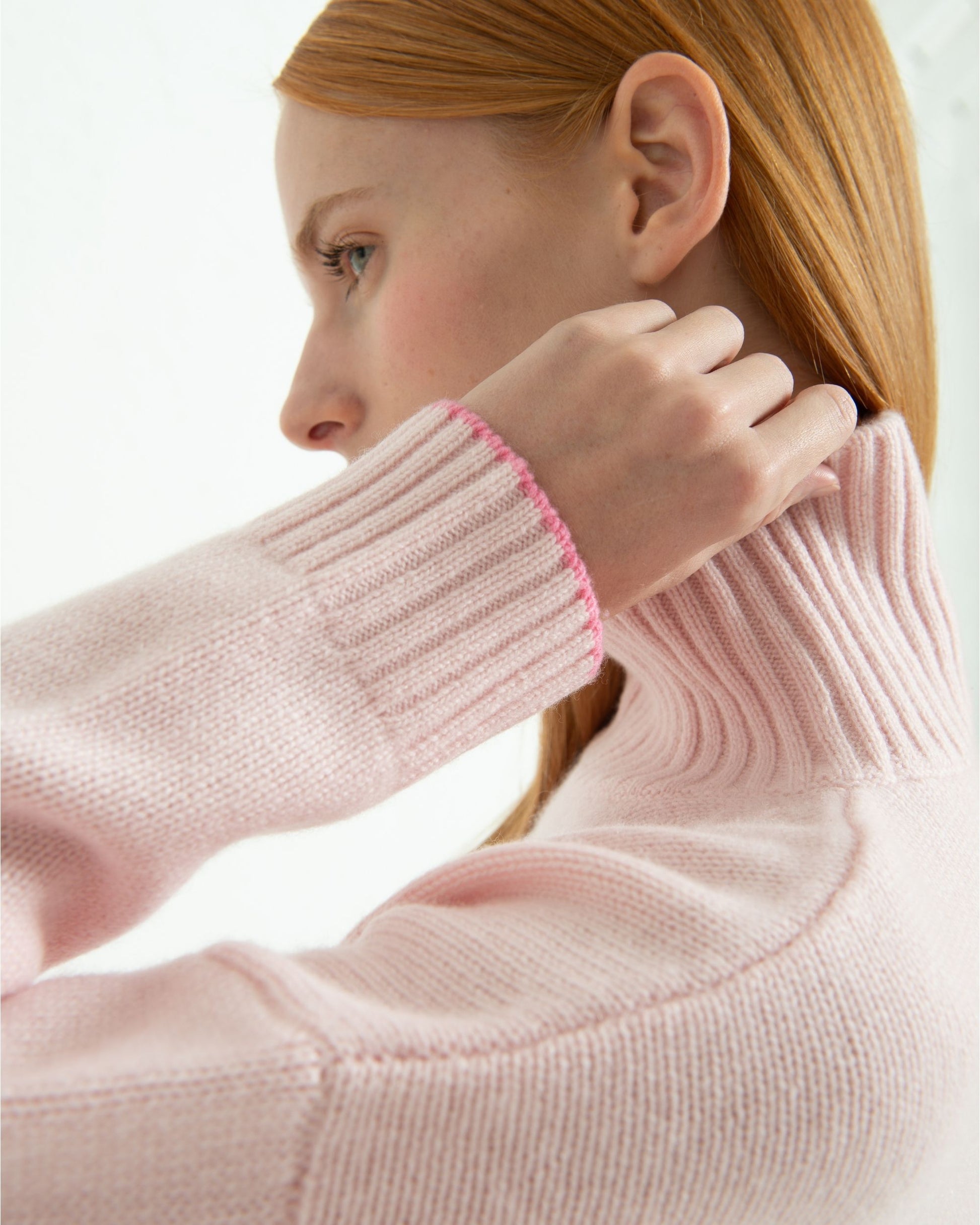 Cashmere Funnel Sweater Blush Pink