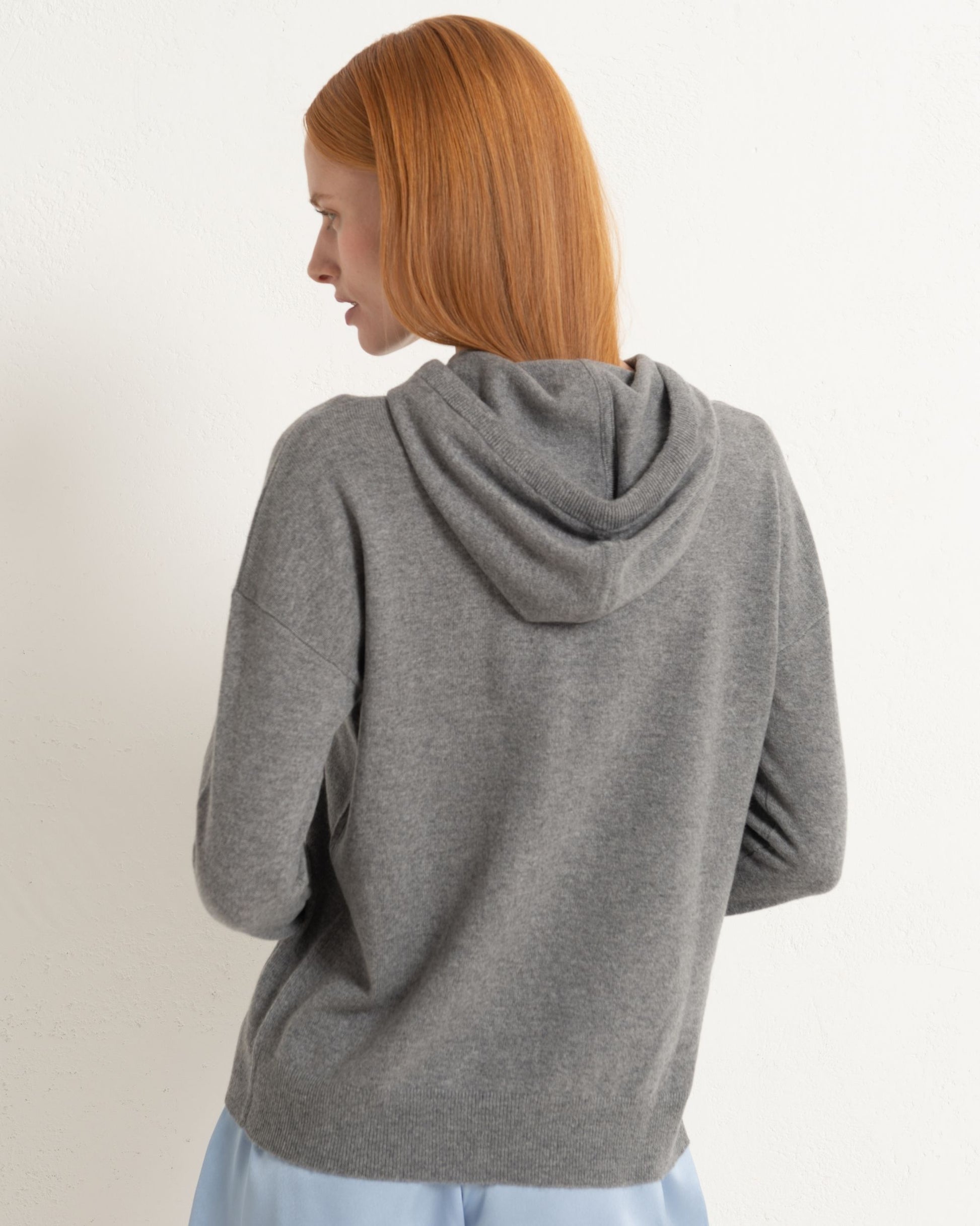 Cashmere Hoodie Sweater Slate Grey