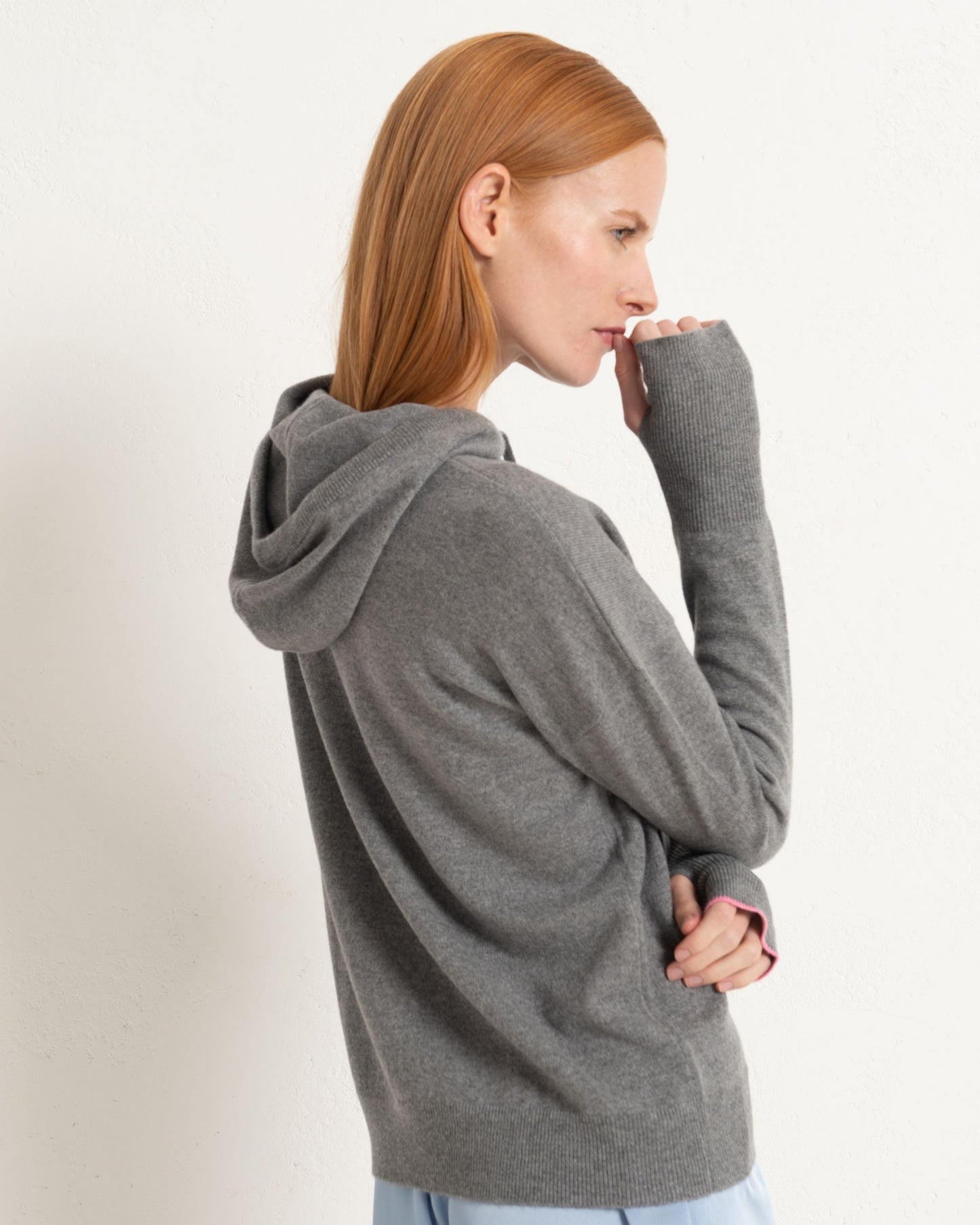 Cashmere Hoodie Sweater Slate Grey