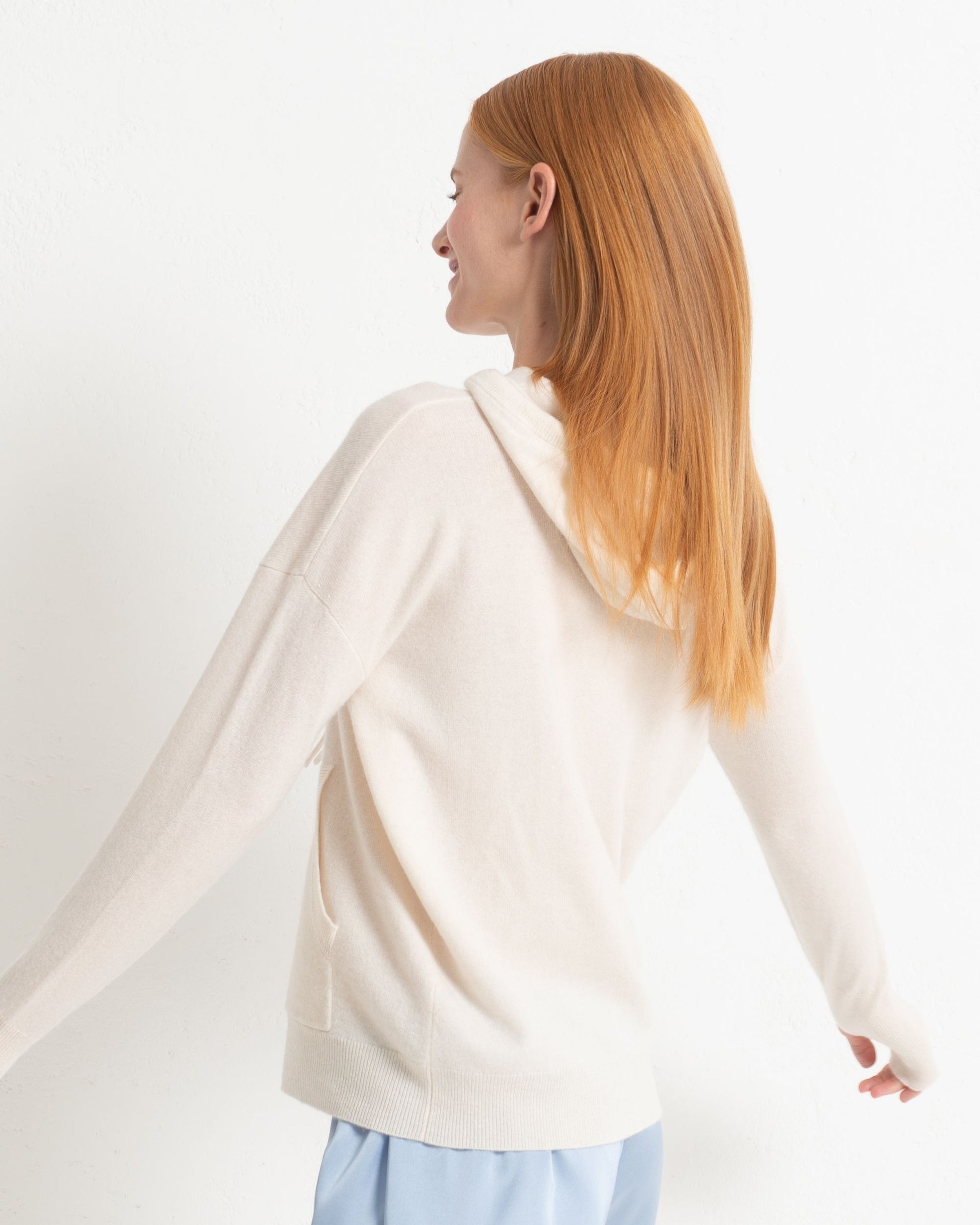 Cashmere Hoodie Sweater Chalk White