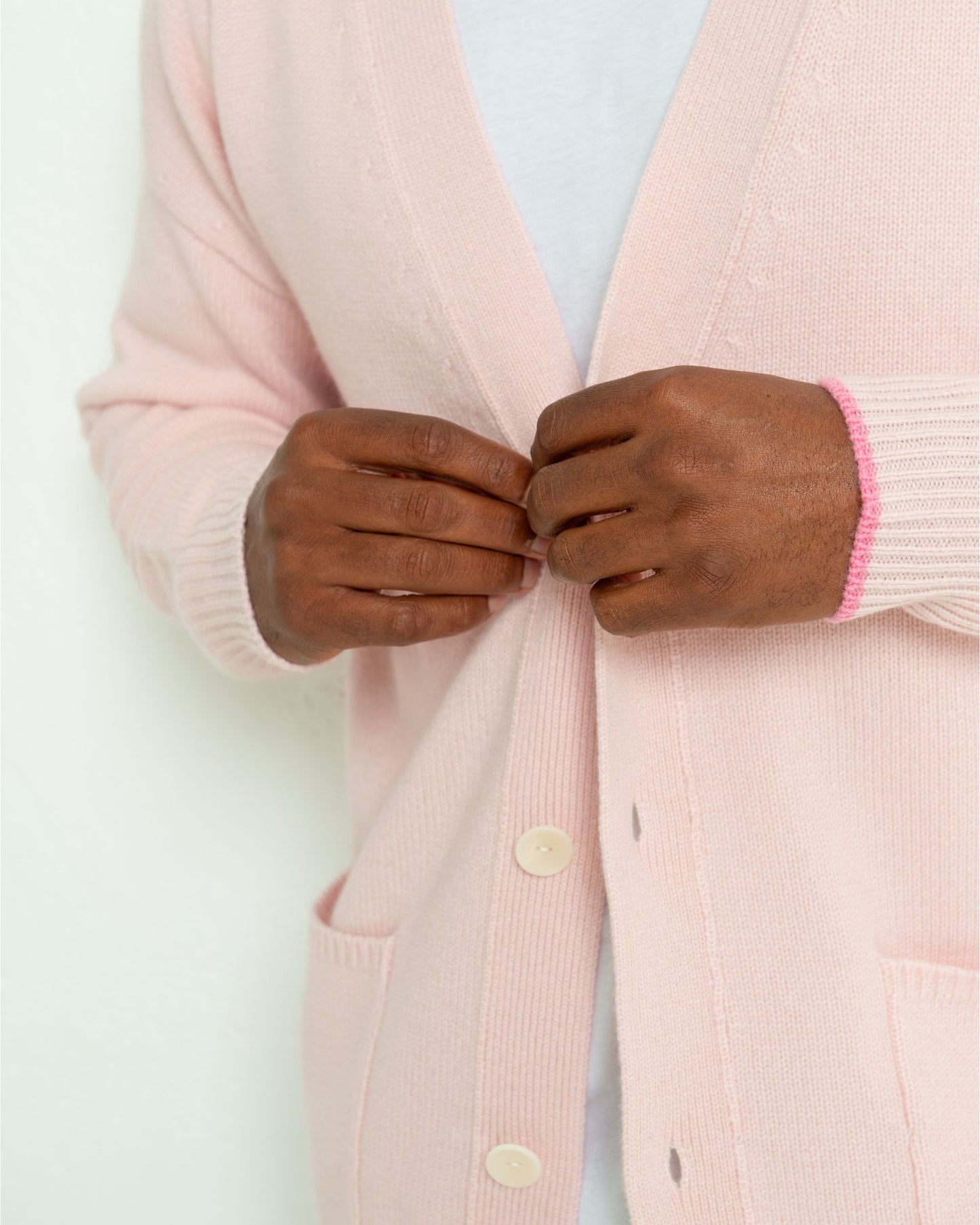 Men's Cashmere Boyfriend Cardigan Blush Pink