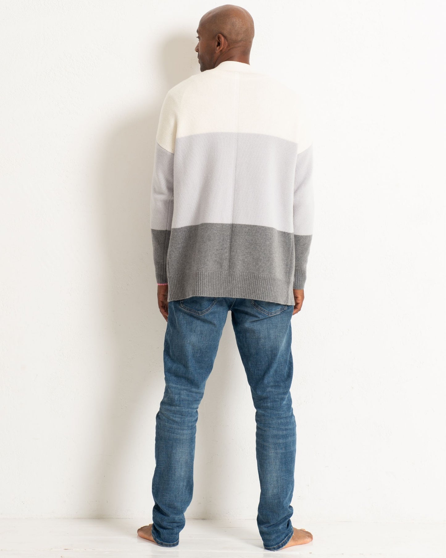 Men's Cashmere Boyfriend Cardigan Colour Block