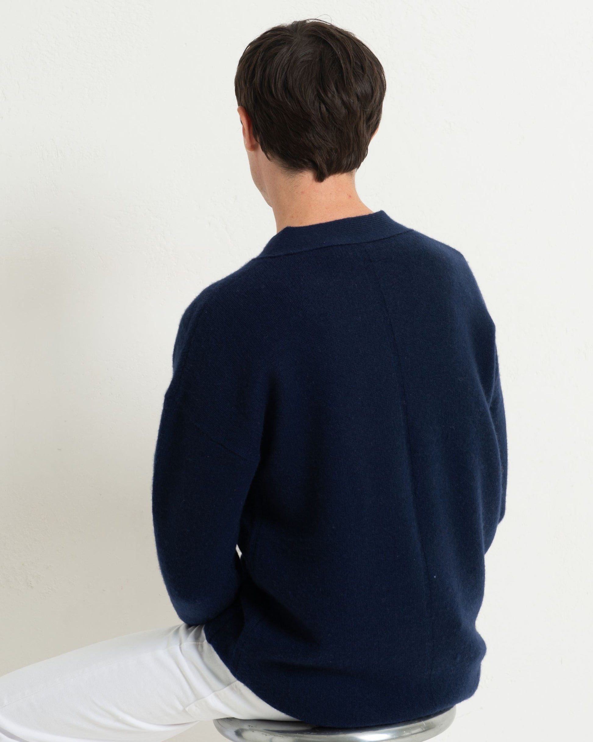 Mens Cashmere Boyfriend Cardigan Midnight Blue