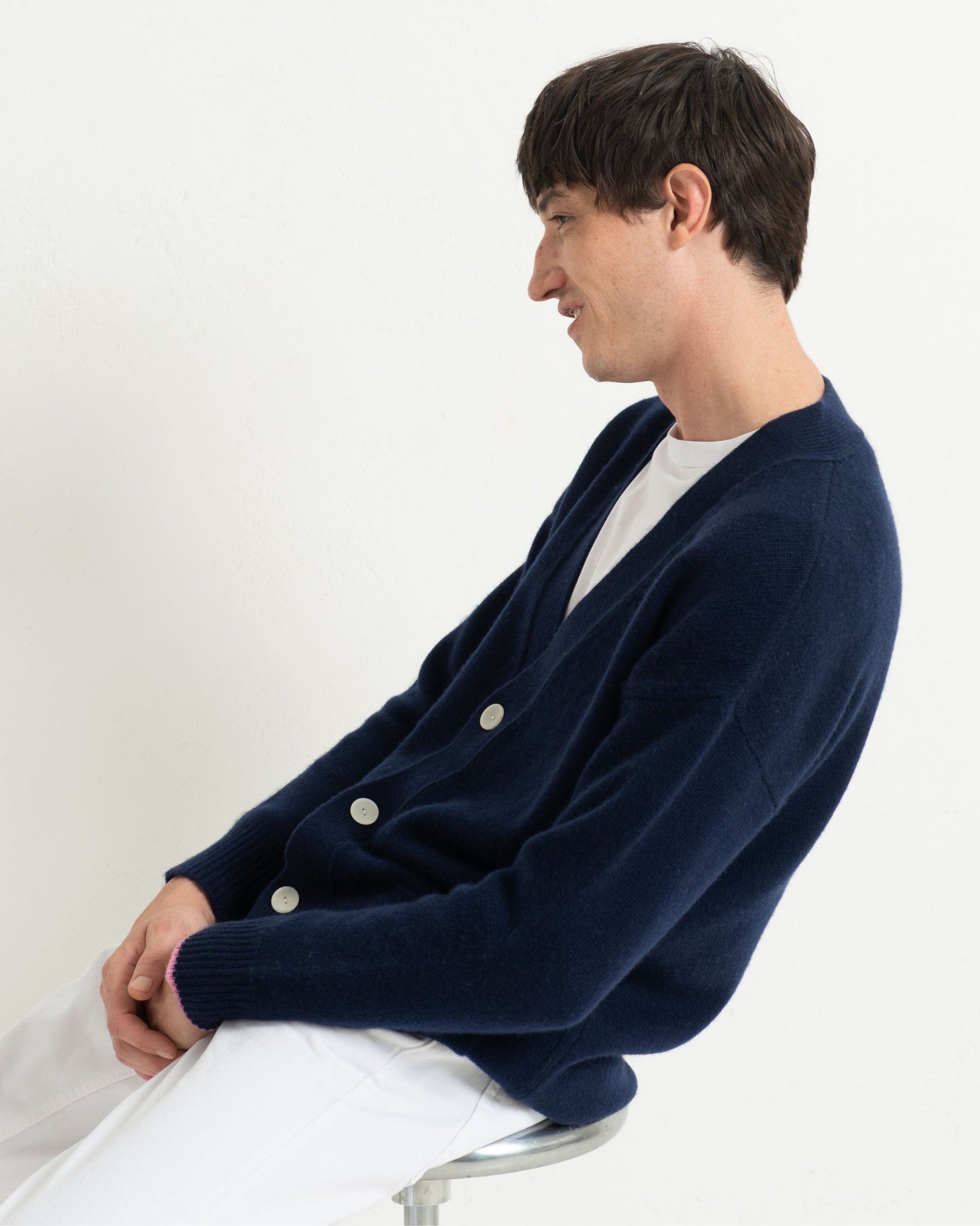 Men's Cashmere Boyfriend Cardigan Midnight Blue