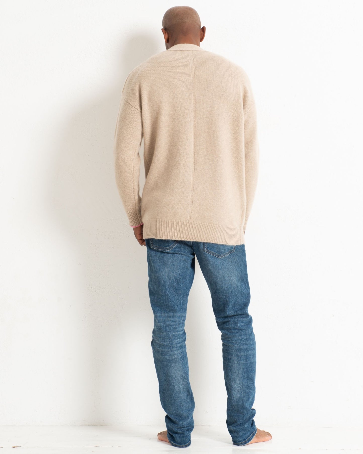 Men's Cashmere Boyfriend Cardigan Sand
