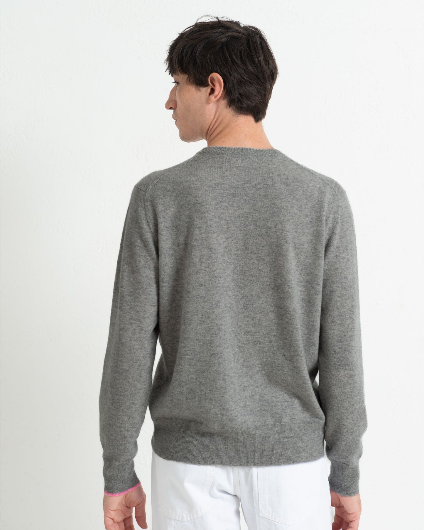 Mens Cashmere Boyfriend Crew Sweatshirt Slate Grey