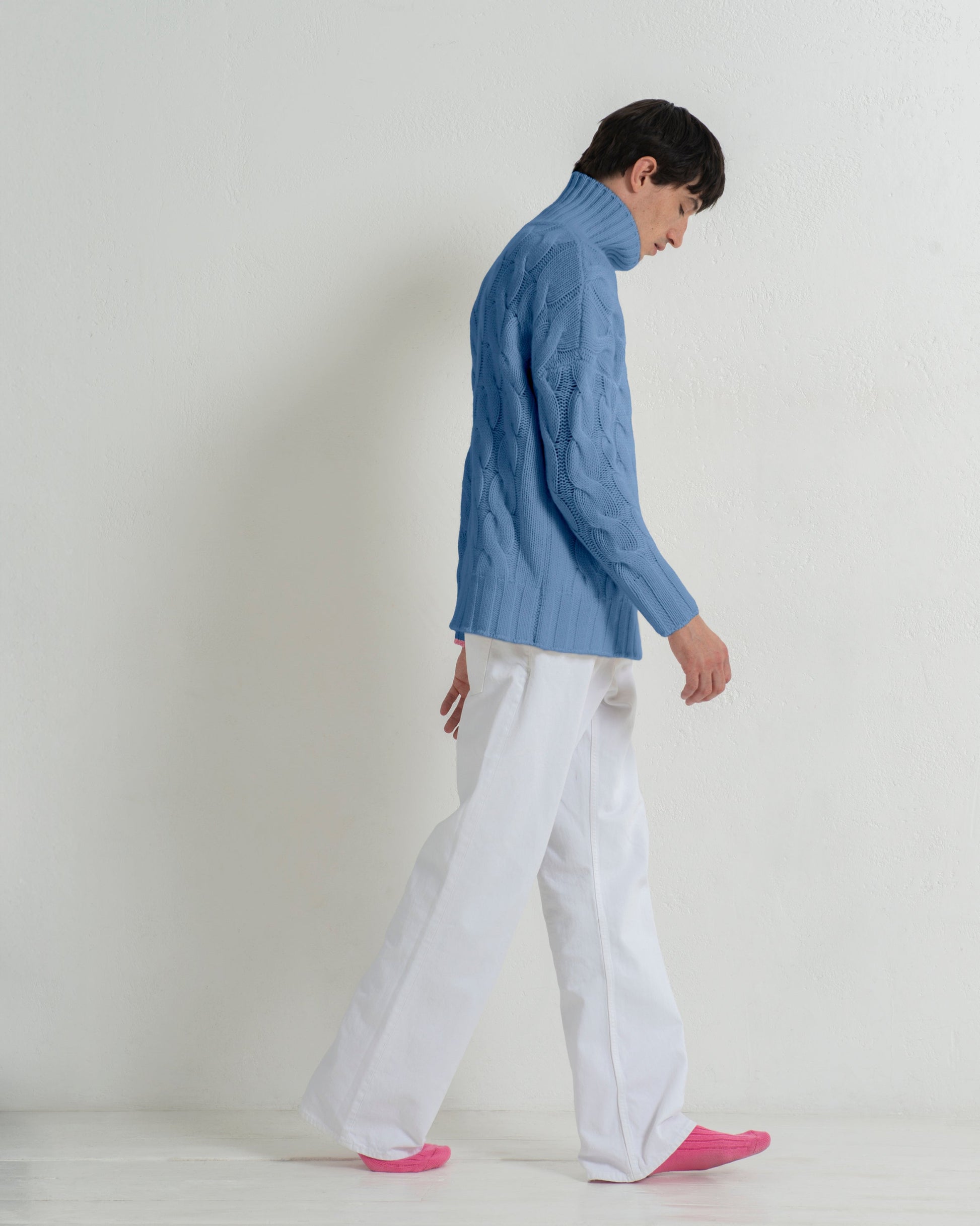 Cashmere Cable Sweater Cornflower Blue