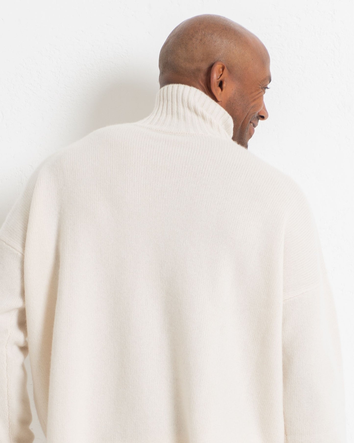 Men's Cashmere Funnel Sweater Chalk White