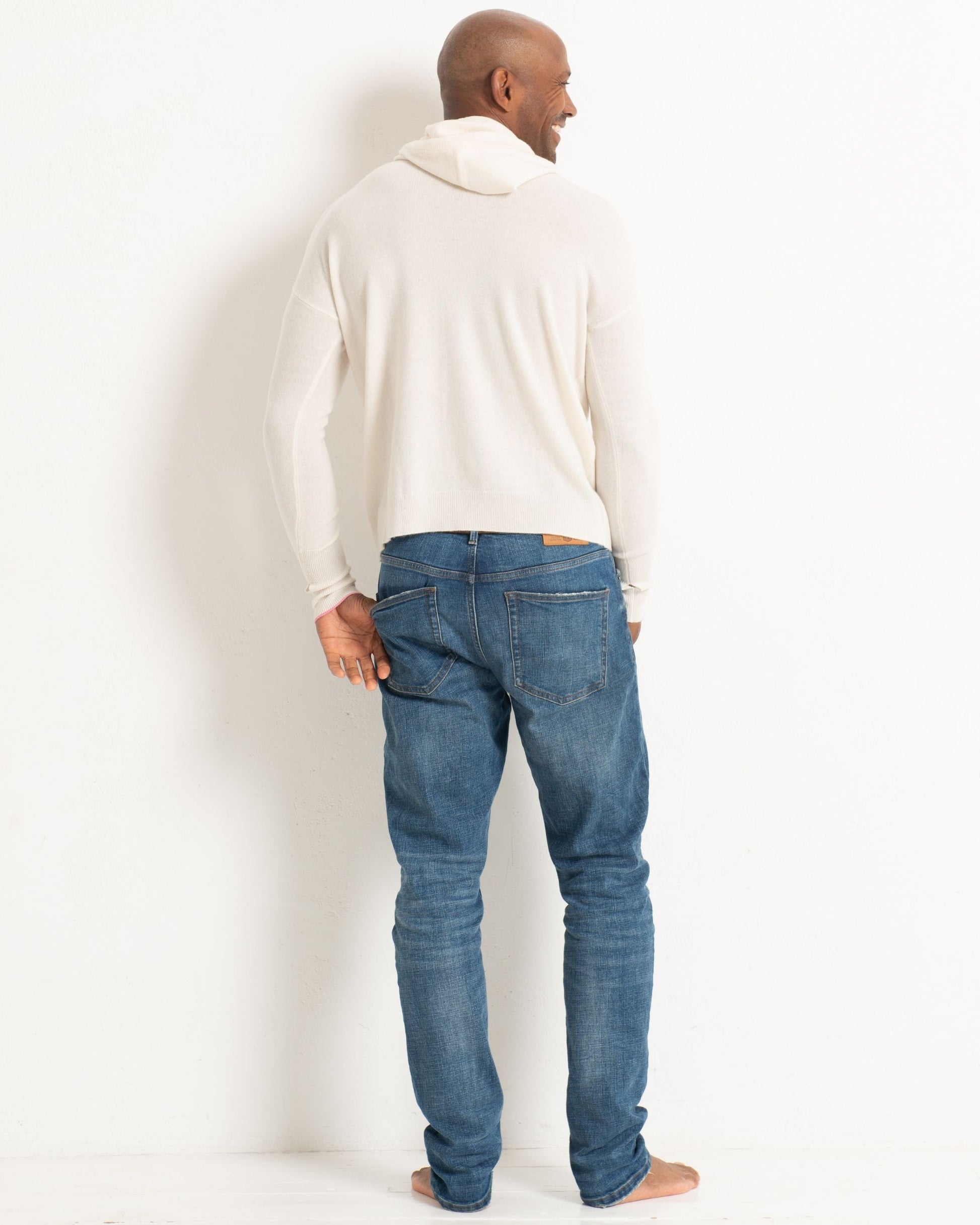 Men's Cashmere Hoodie Sweater Chalk White
