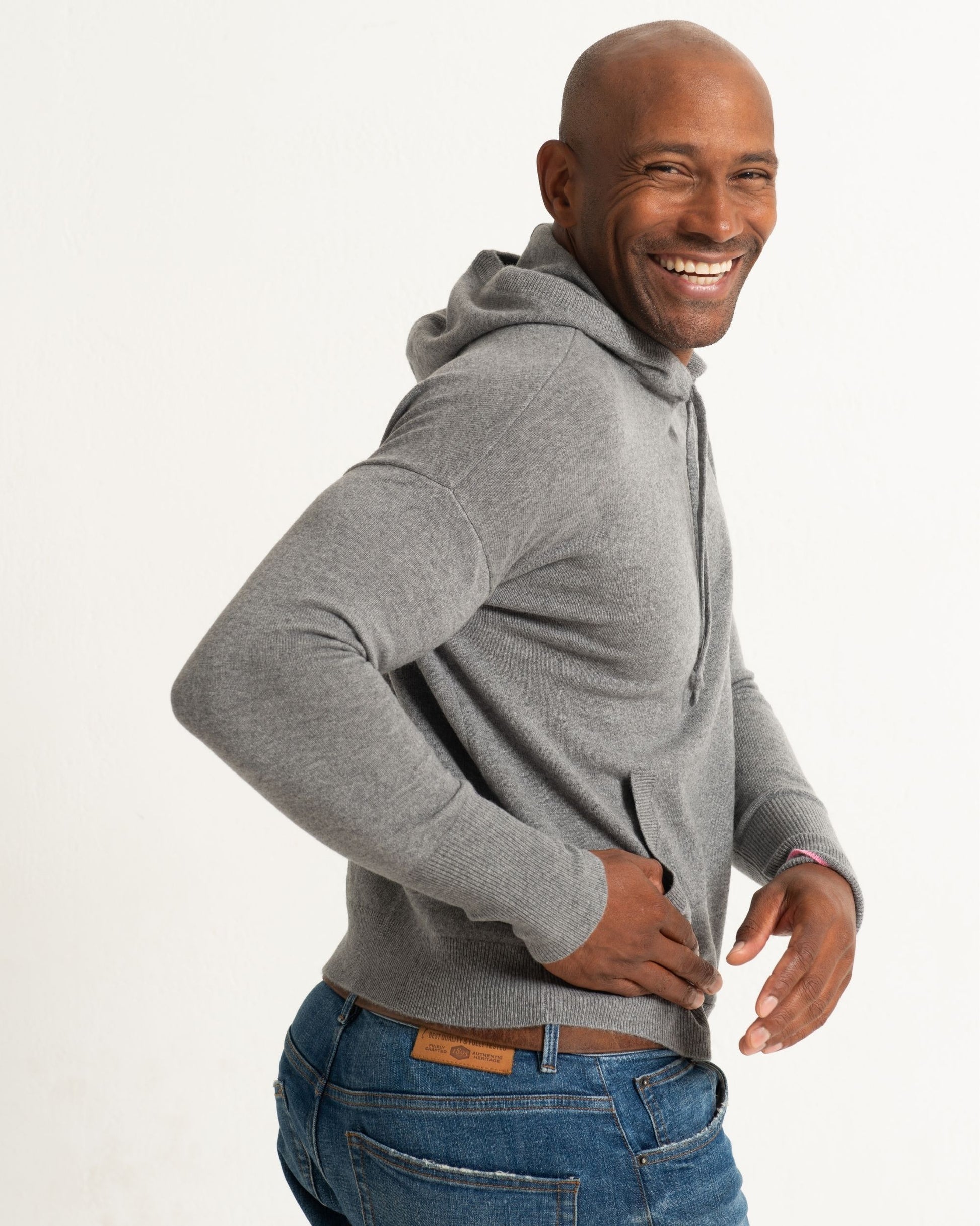 Men's Cashmere Hoodie Sweater Slate Grey