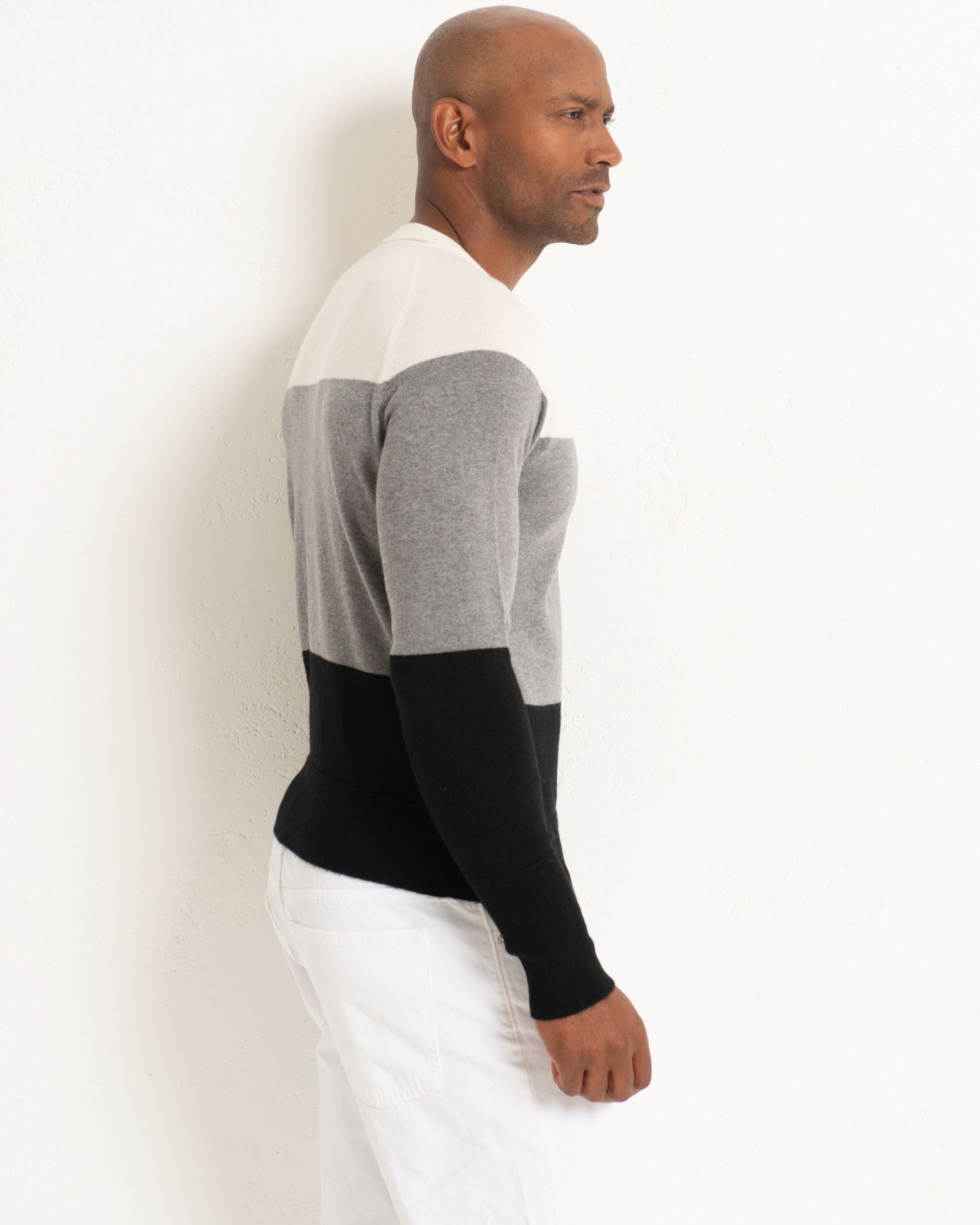 Men's Cashmere Sweatshirt Colour Block