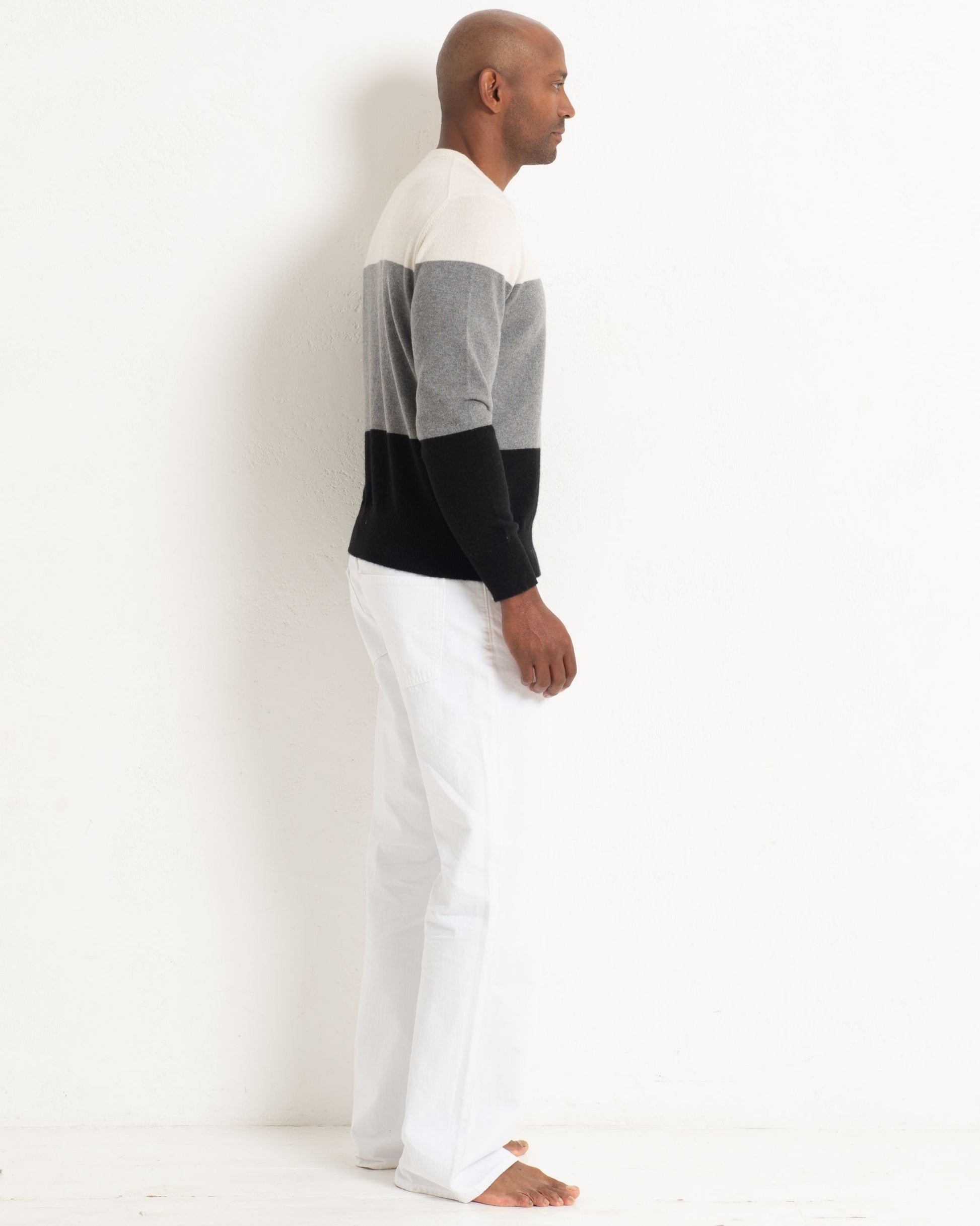 Men's Cashmere Boyfriend Crew Sweater Colour Block