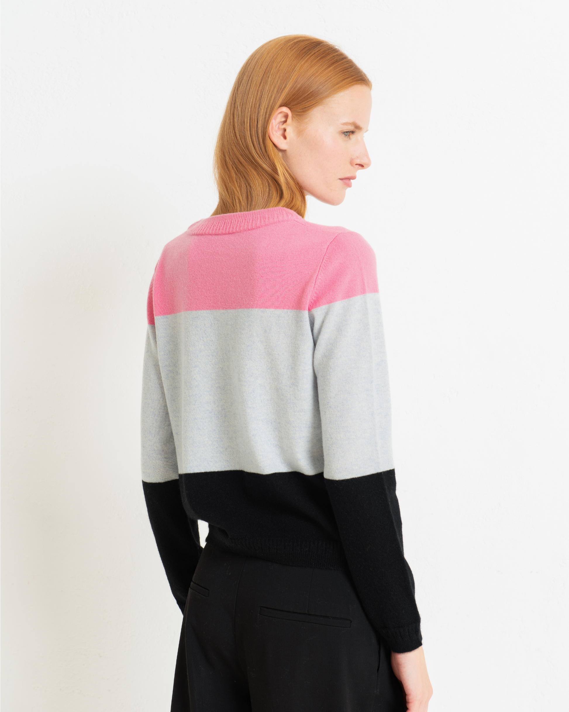 Cashmere Classic Crew Sweater Colour Block