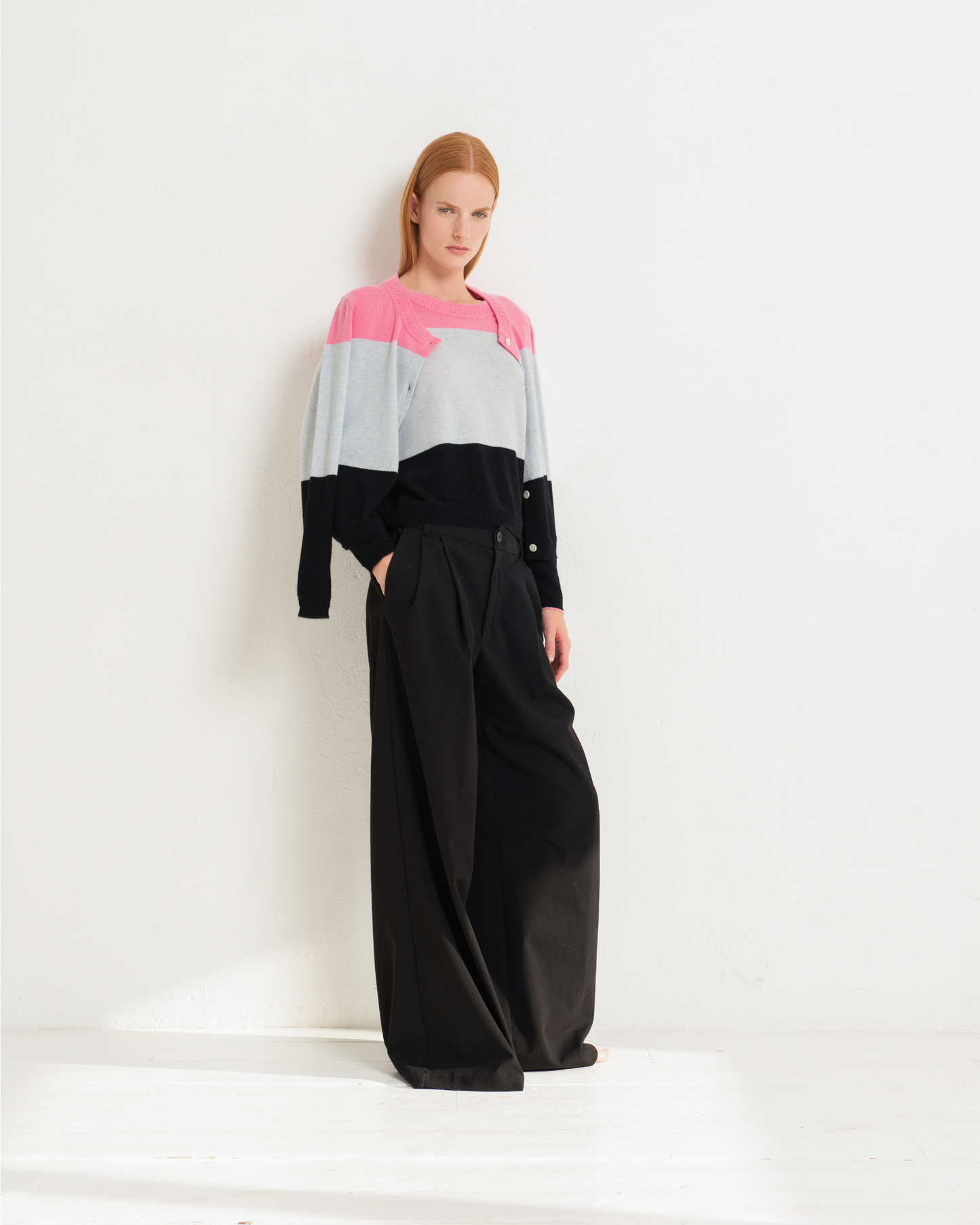 Cashmere Classic Crew Sweater Colour Block
