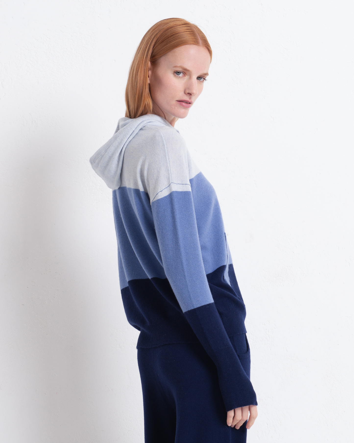 Cashmere Hoodie Sweater Colour Block