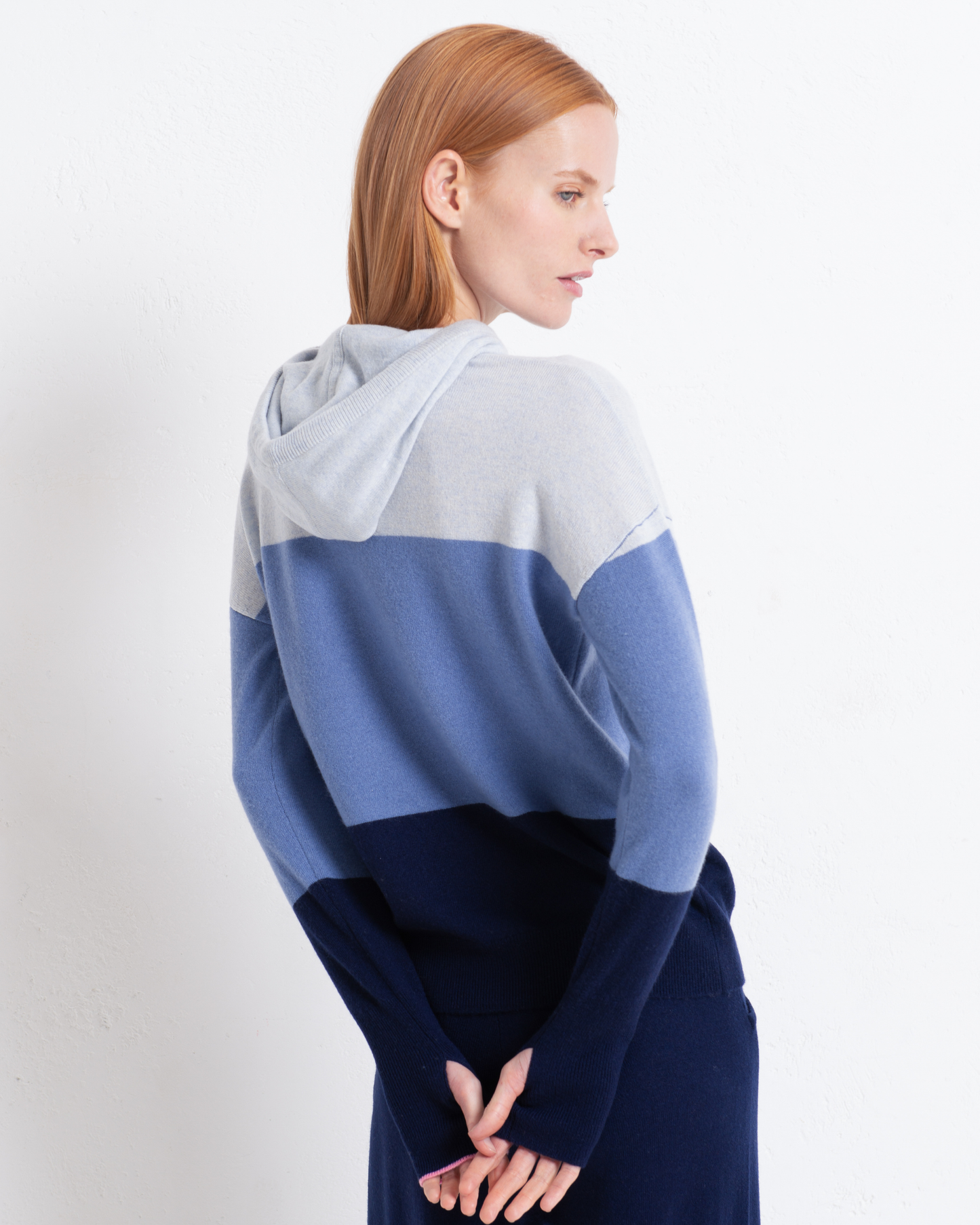 Cashmere Hoodie Sweater Colour Block