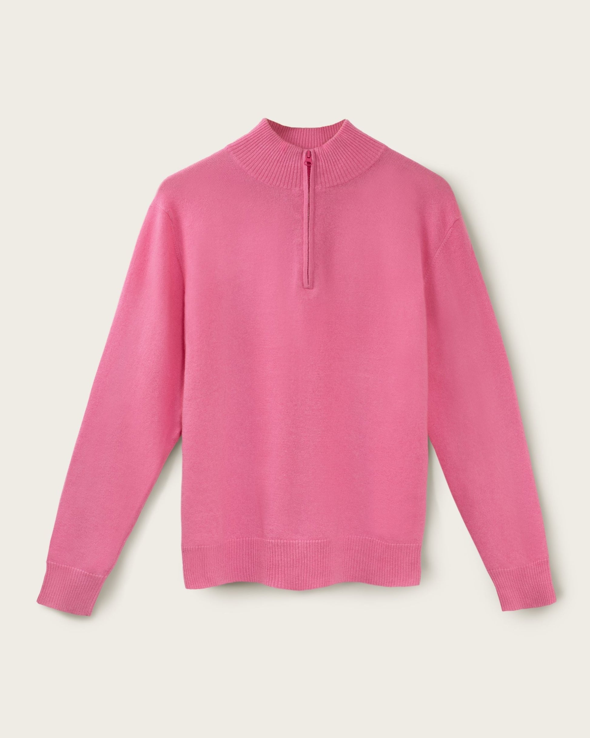 Mens Cashmere 1/4 Zip Sweater Baker Miller Pink