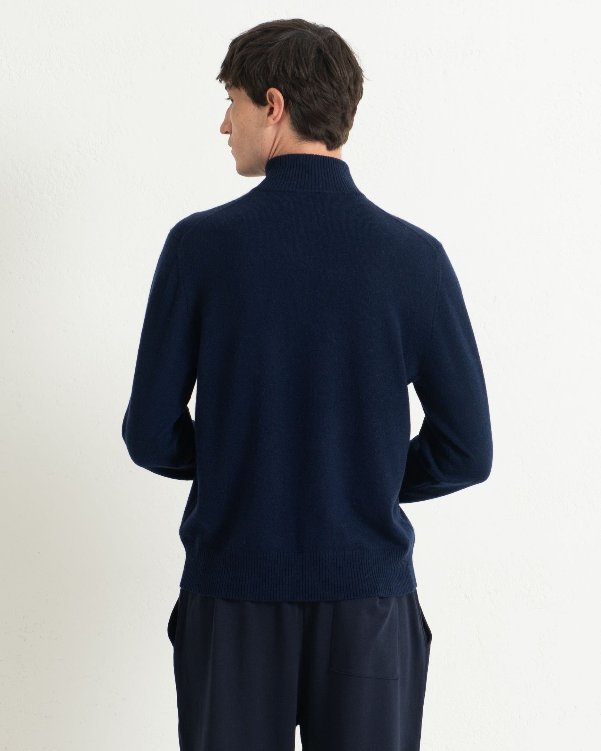 Mens Cashmere 1/4 Zip Sweater Midnight Blue