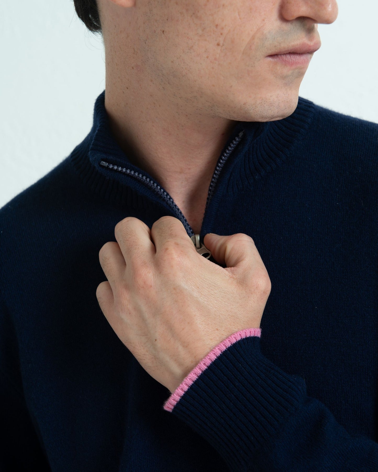 Mens Cashmere 1/4 Zip Sweater Midnight Blue