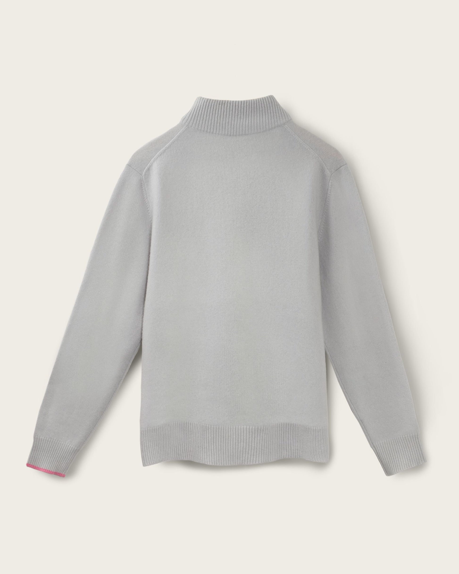 Mens Cashmere 1/4 Zip Sweater Silver Grey