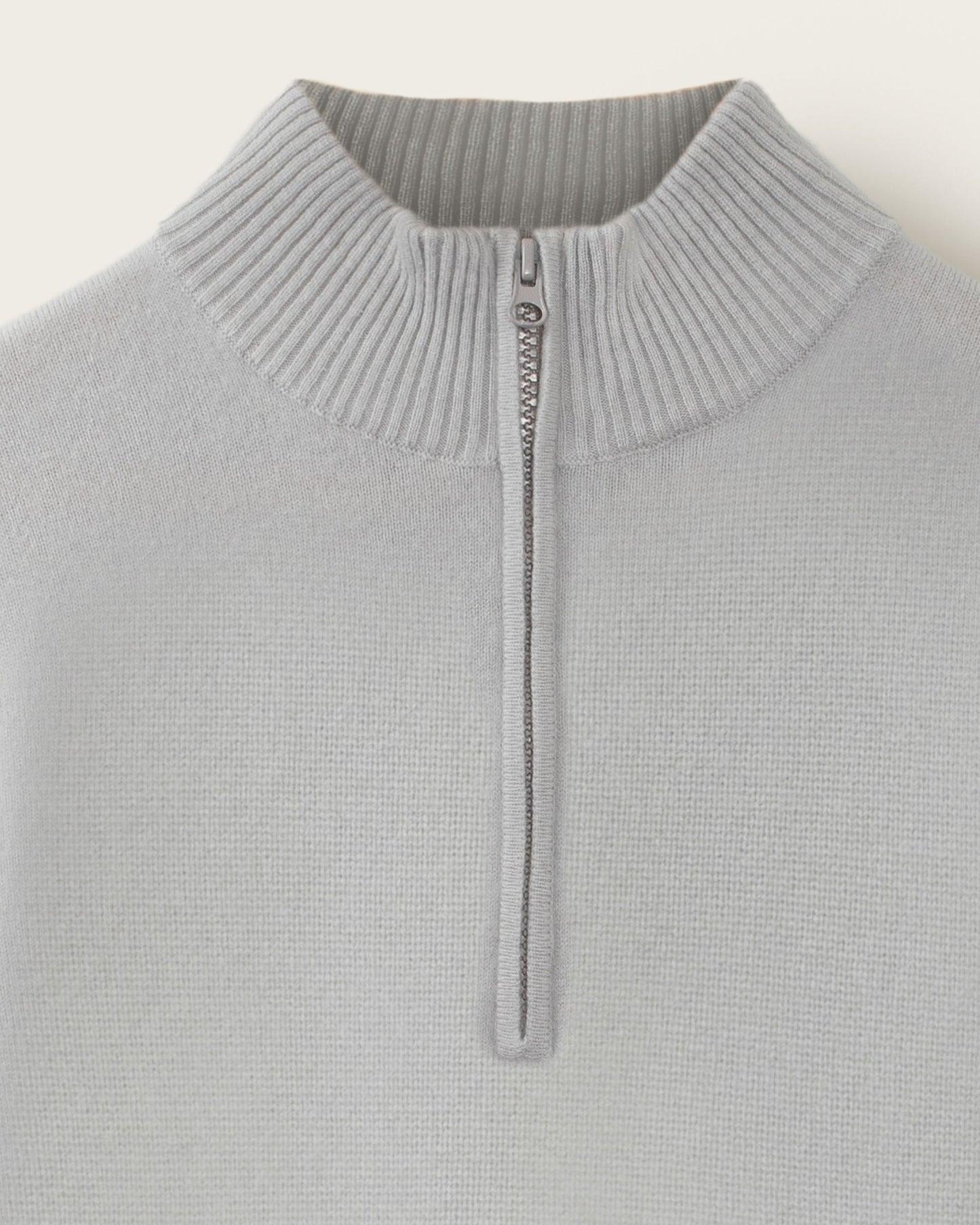 Mens Cashmere 1/4 Zip Sweater Silver Grey