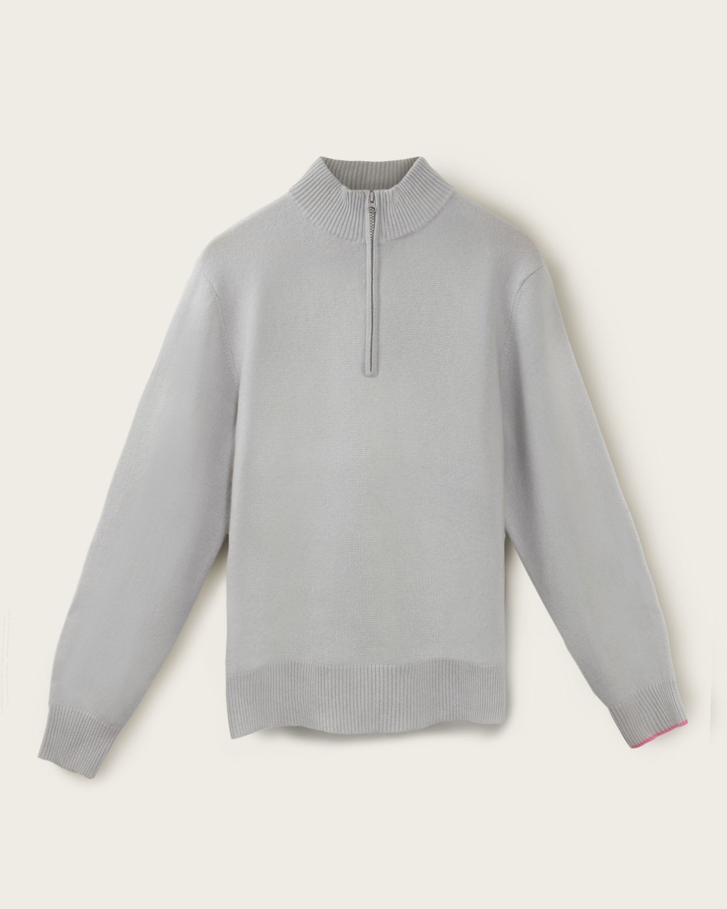 Mens Cashmere 1/4 Zip Sweater Silver Grey