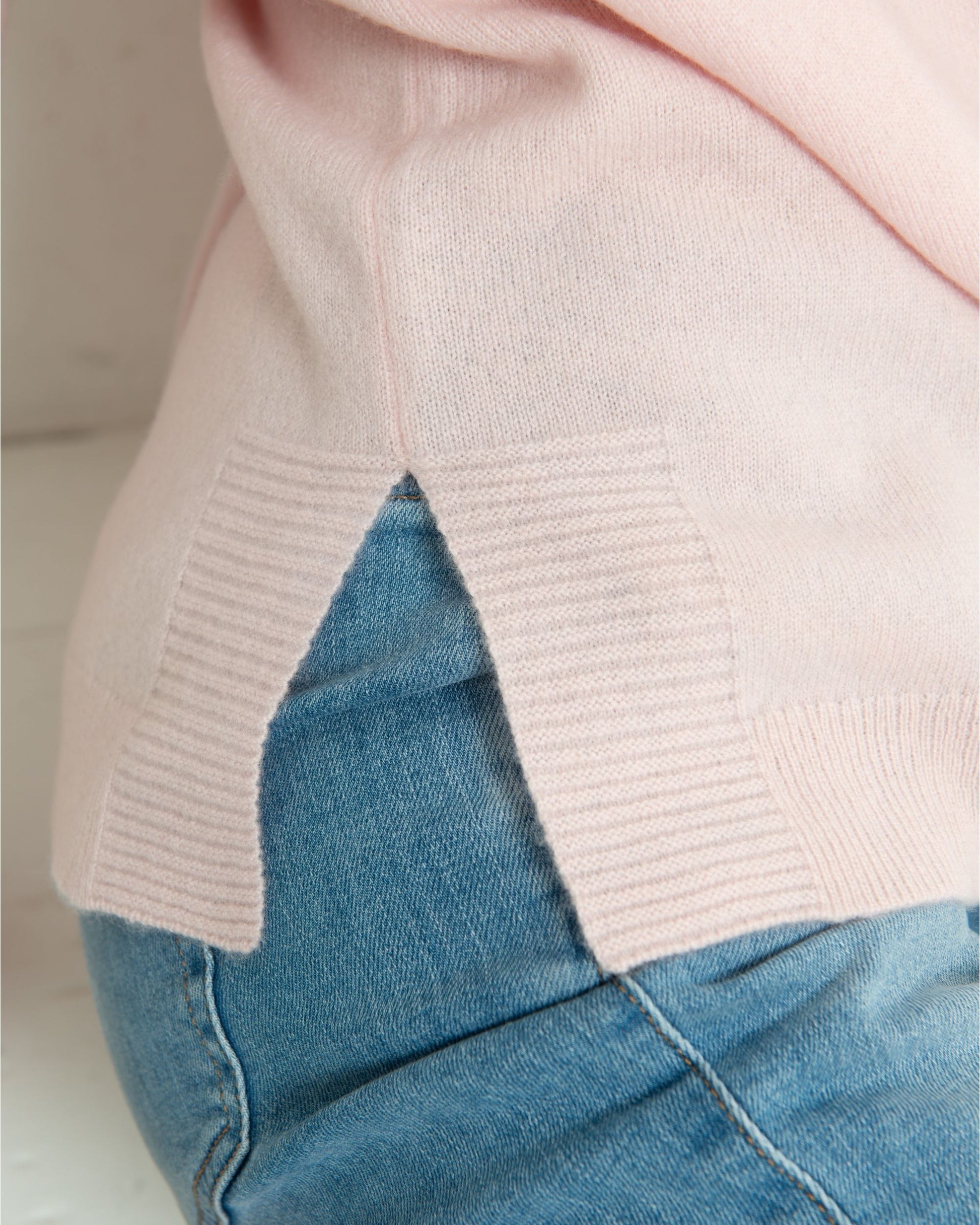 Cashmere Slouchy V Sweater Blush Pink