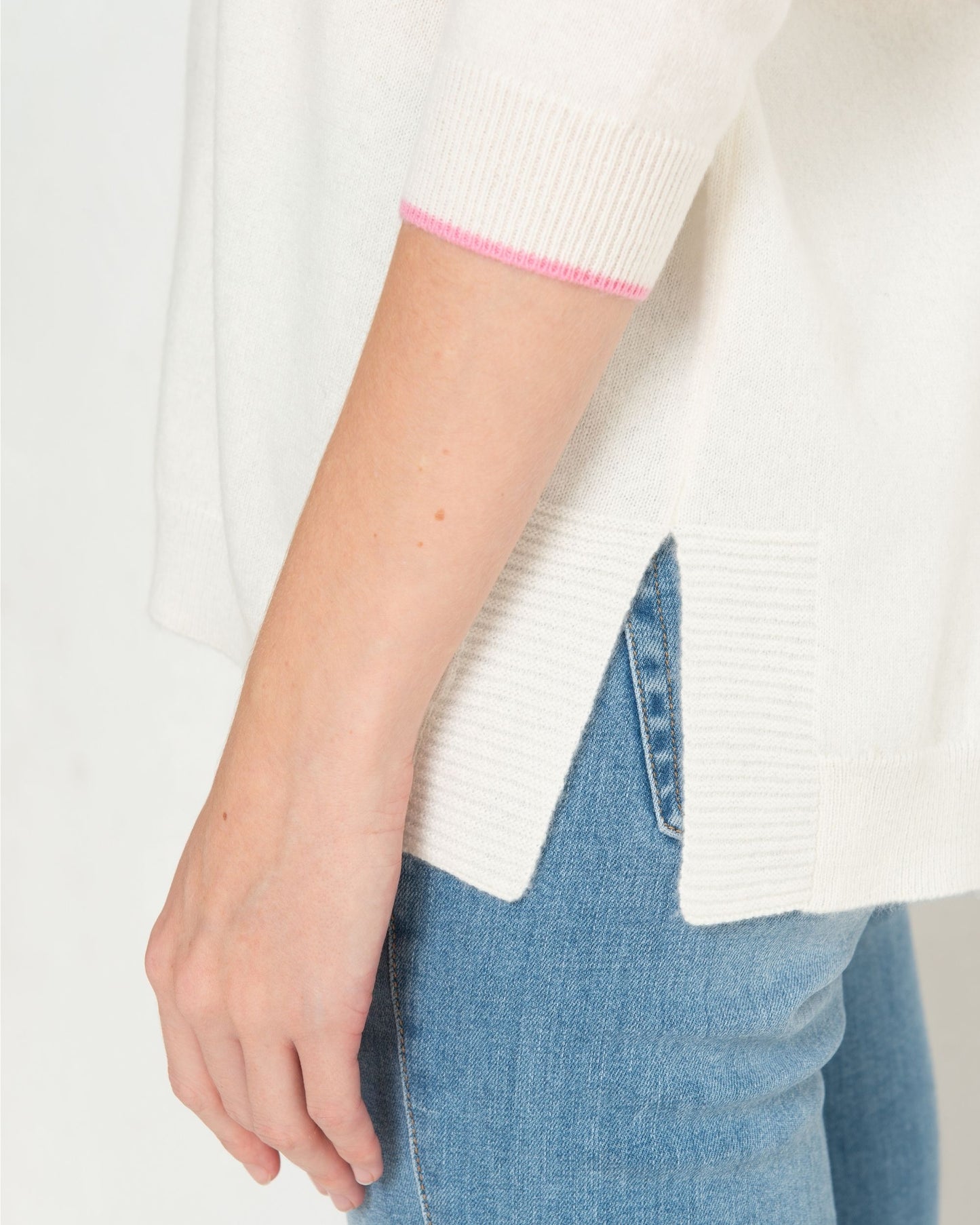 Cashmere Slouchy V Sweater Chalk White