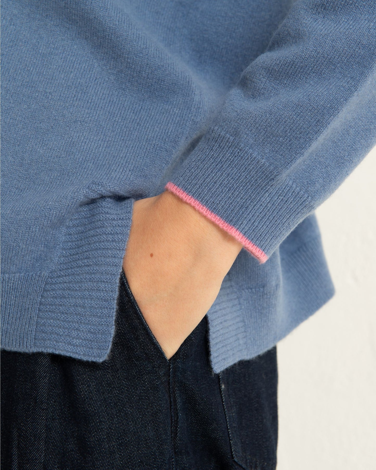 Cashmere Slouchy V Sweater Cornflower Blue