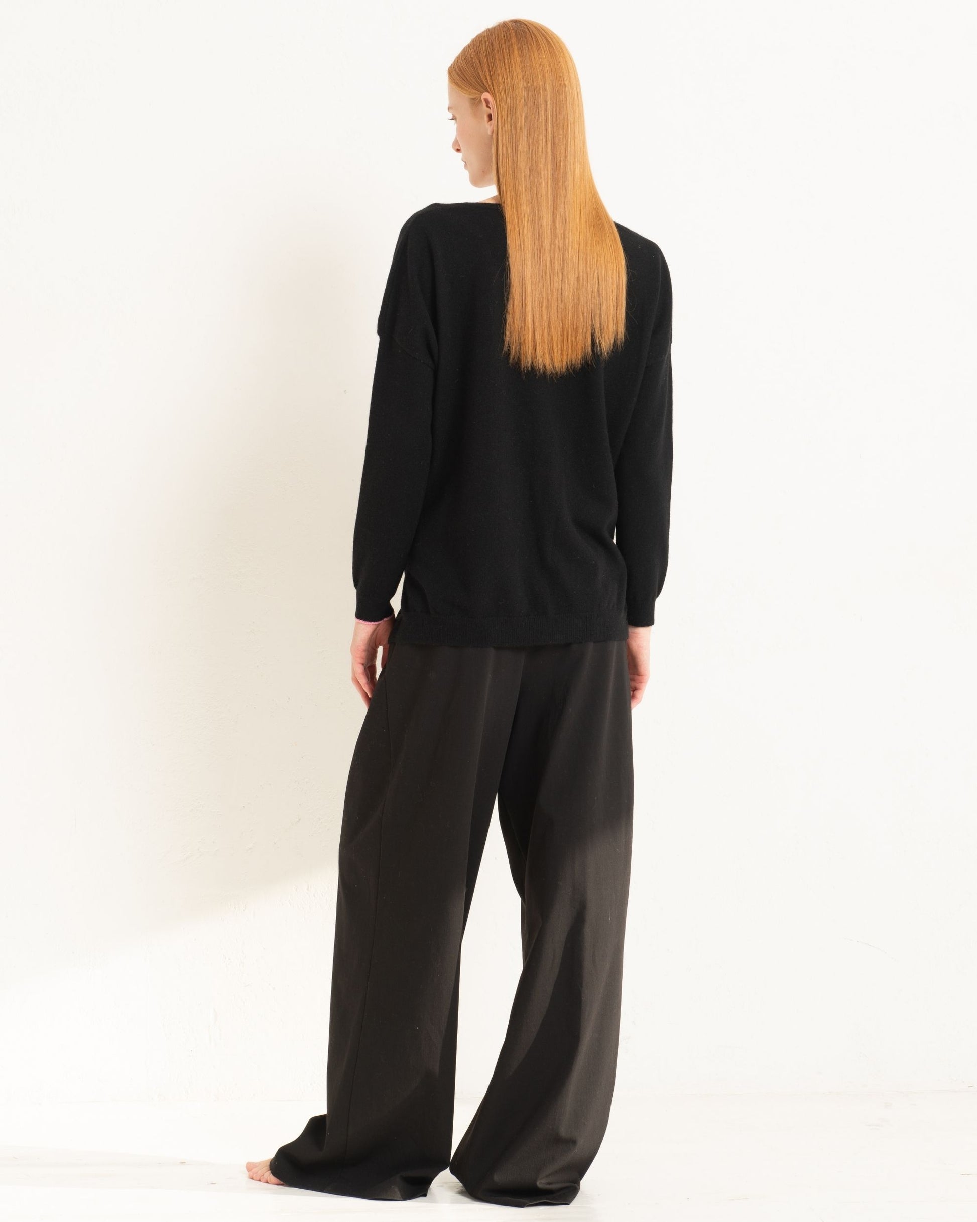 Cashmere Slouchy V Sweater Jet Black