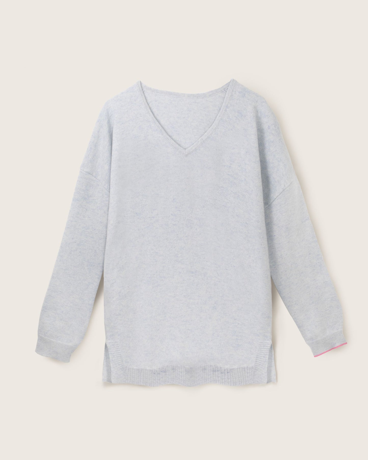 Cashmere Slouchy V Sweater Silver Grey