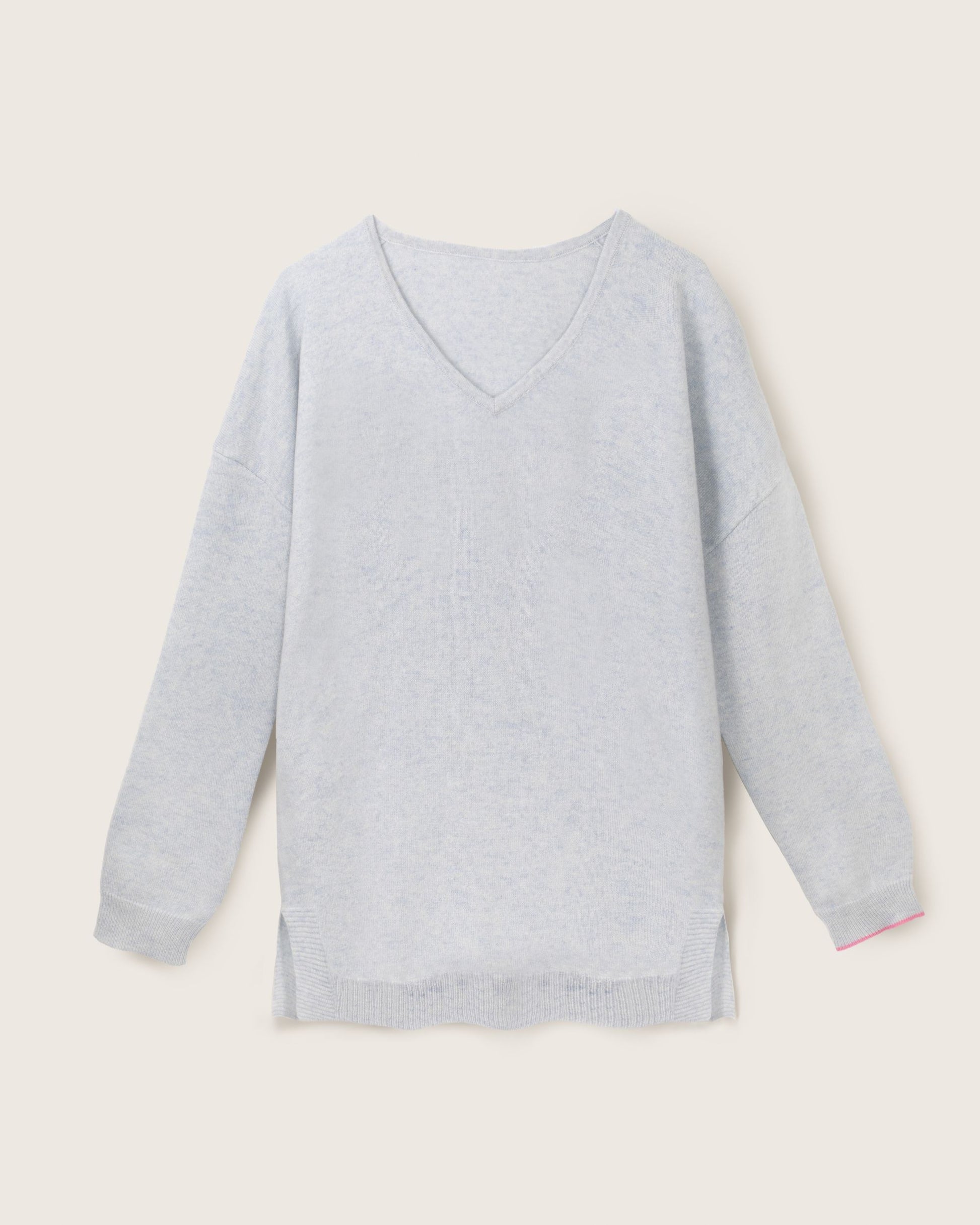 Cashmere Slouchy V Sweater Silver Grey