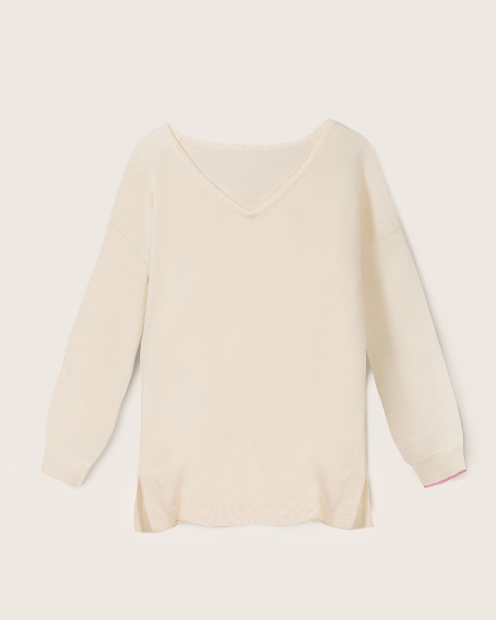 Cashmere Slouchy V Sweater Chalk White