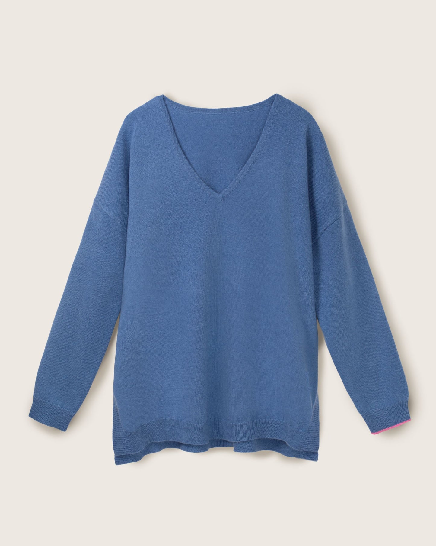 Cashmere Slouchy V Sweater Cornflower Blue