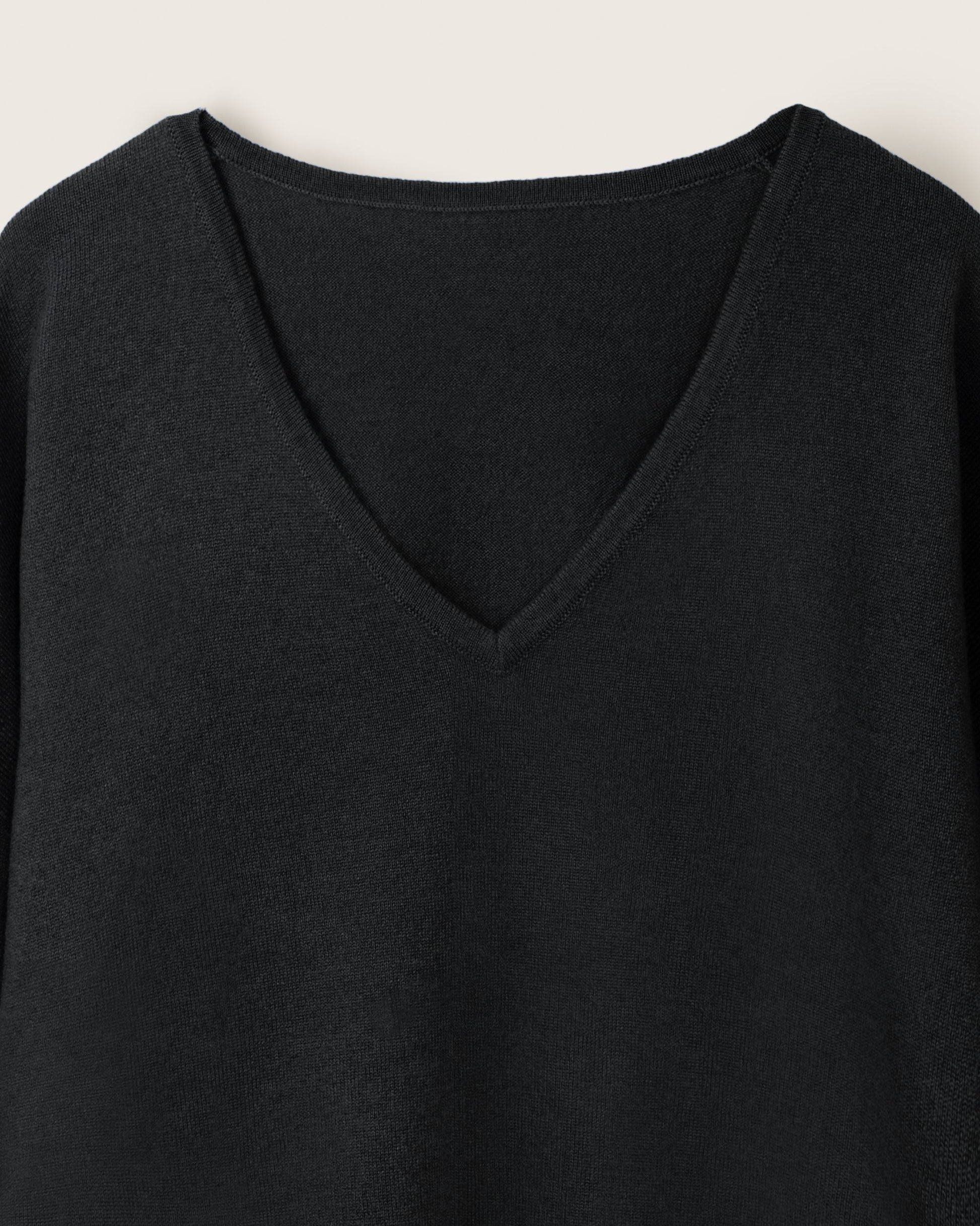 Cashmere Slouchy V Sweater Jet Black