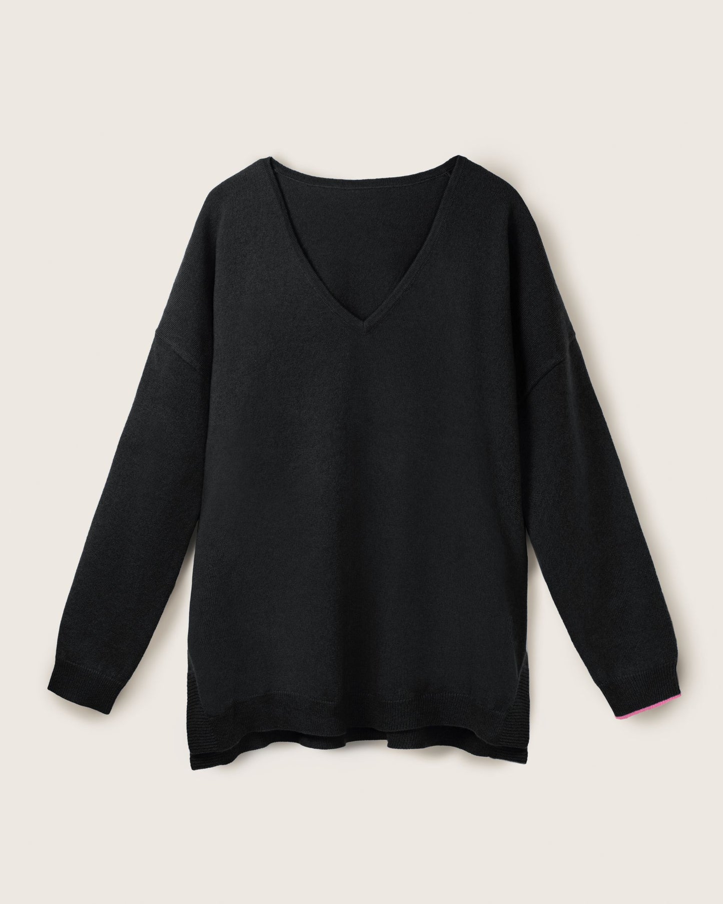 Cashmere Slouchy V Sweater Jet Black