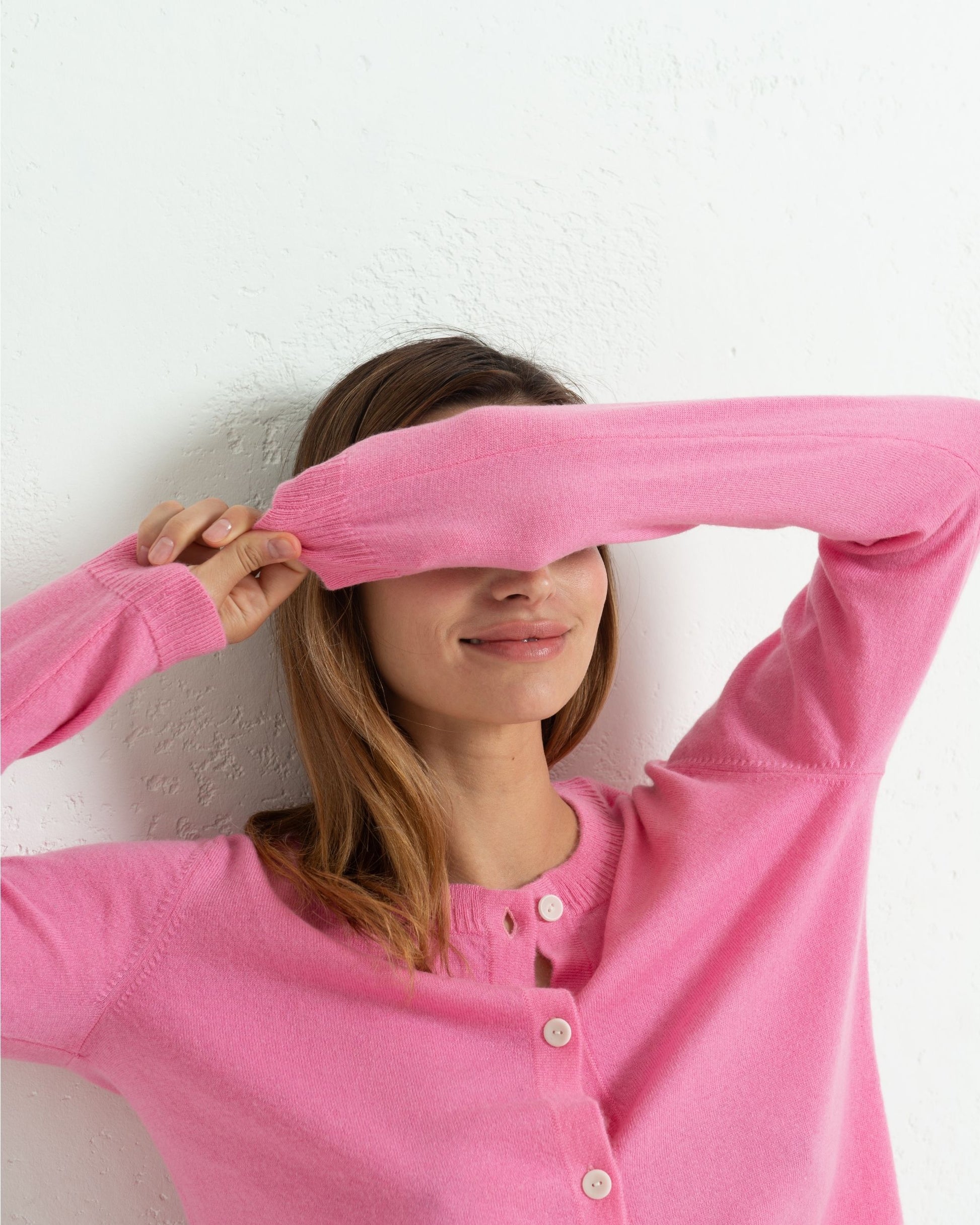 Cashmere Classic Crew Cardigan Baker Miller Pink
