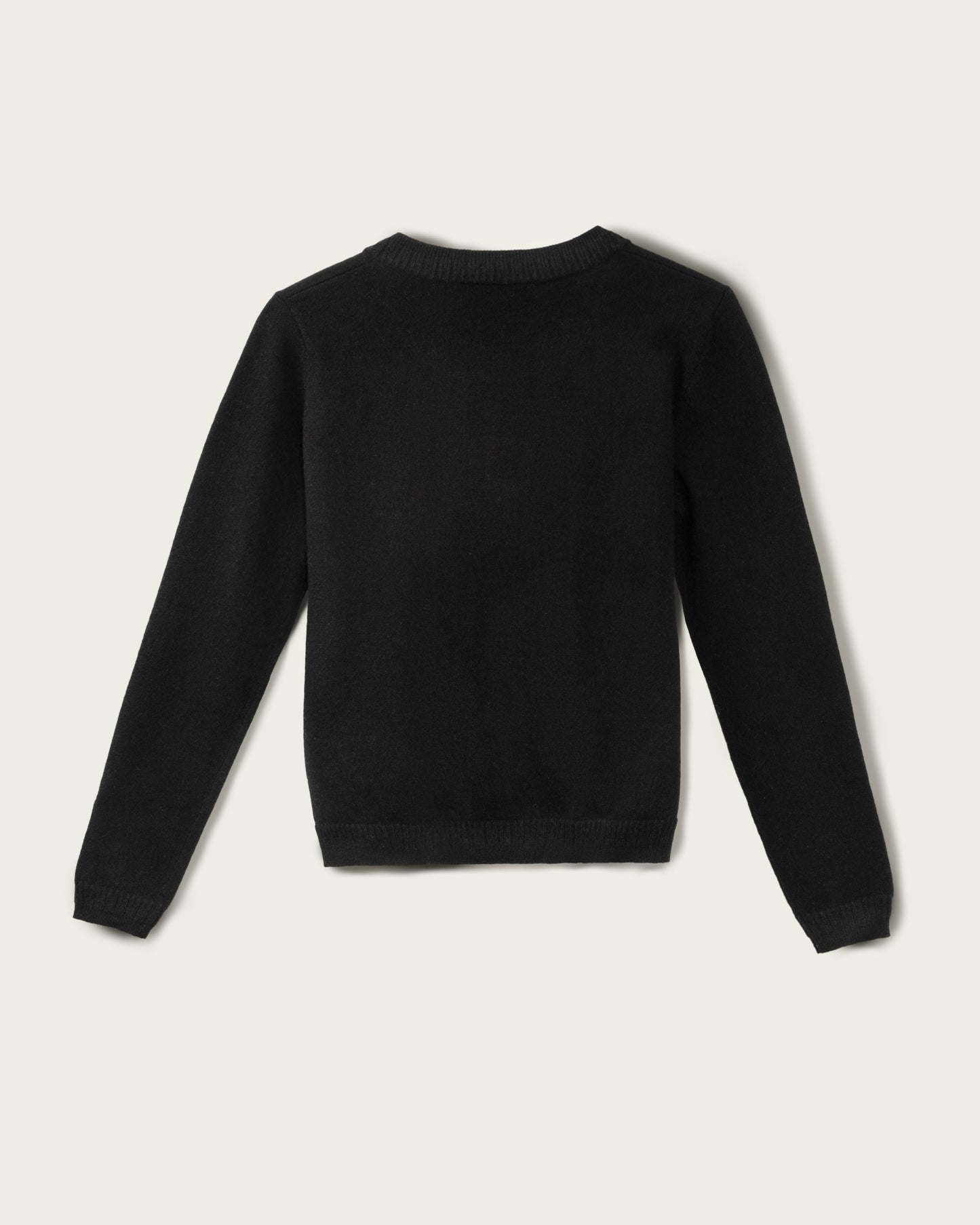 Cashmere Classic Crew Cardigan Jet Black