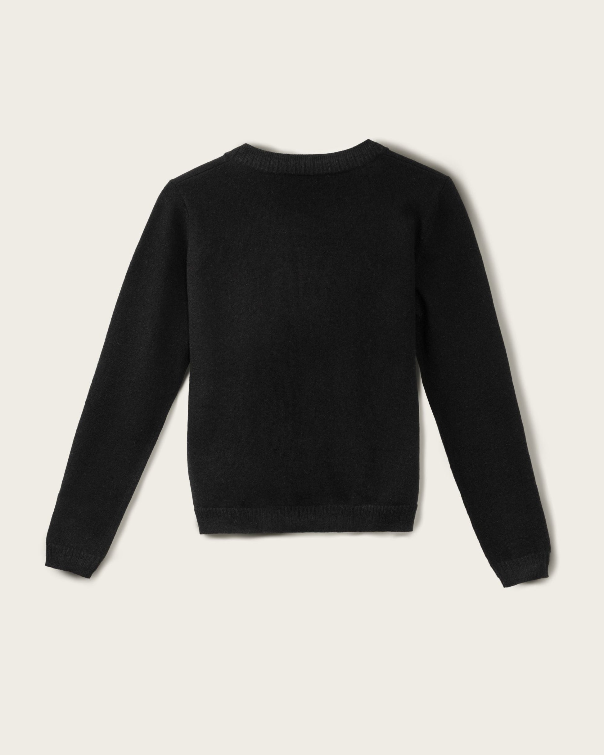 Cashmere Classic Crew Cardigan Jet Black