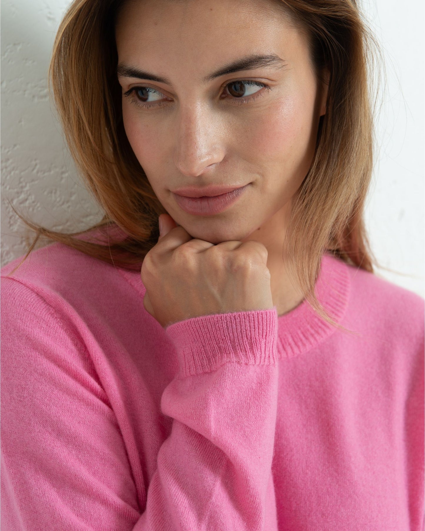 Cashmere Classic Crew Sweater Baker Miller Pink