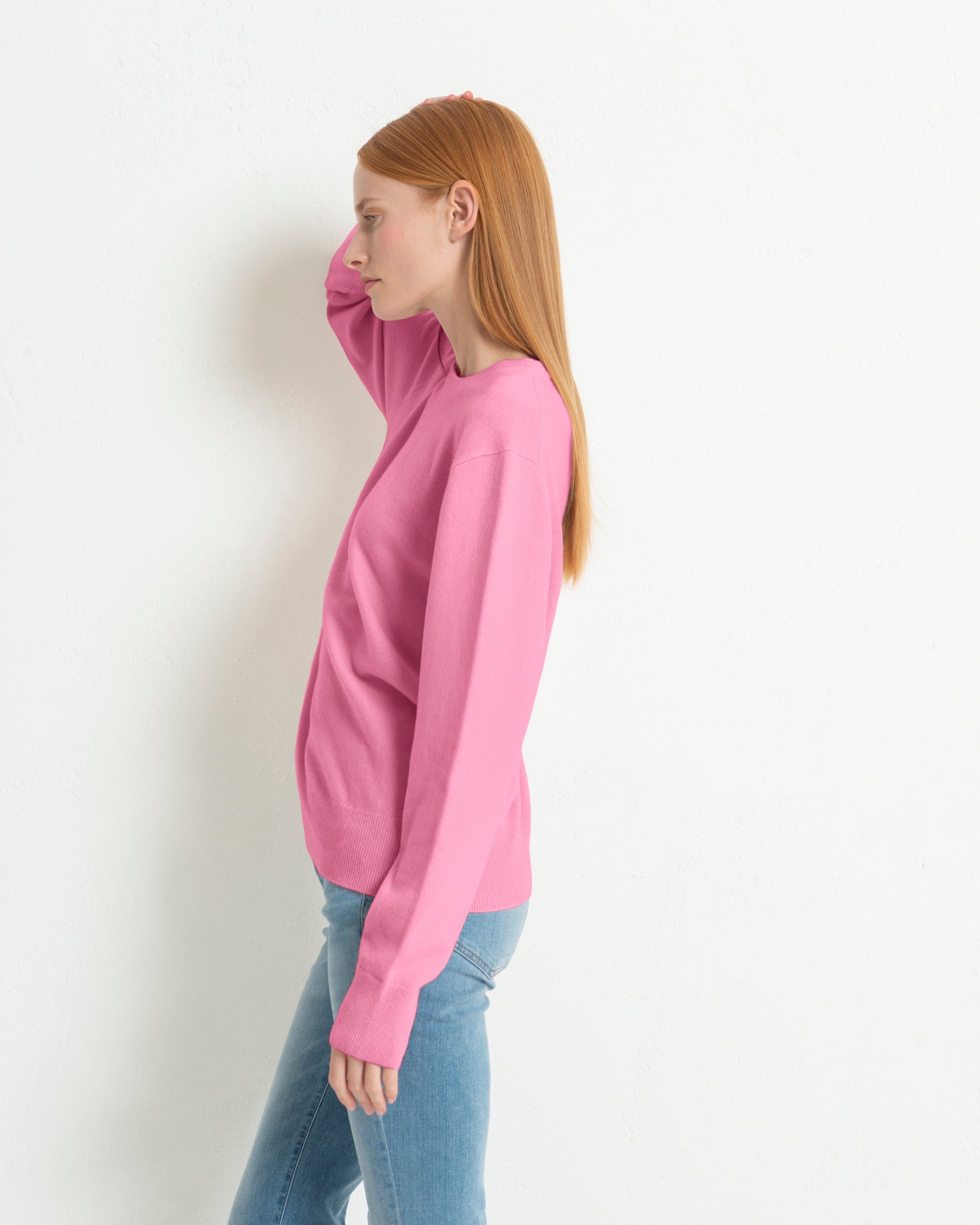 Women's Cashmere Boyfriend Crew Sweater Baker Miller Pink