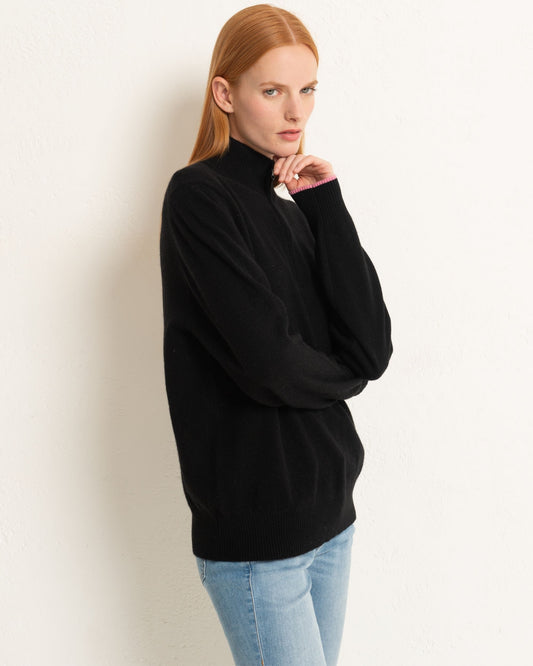Cashmere 1/4 Zip Jumper Jet Black