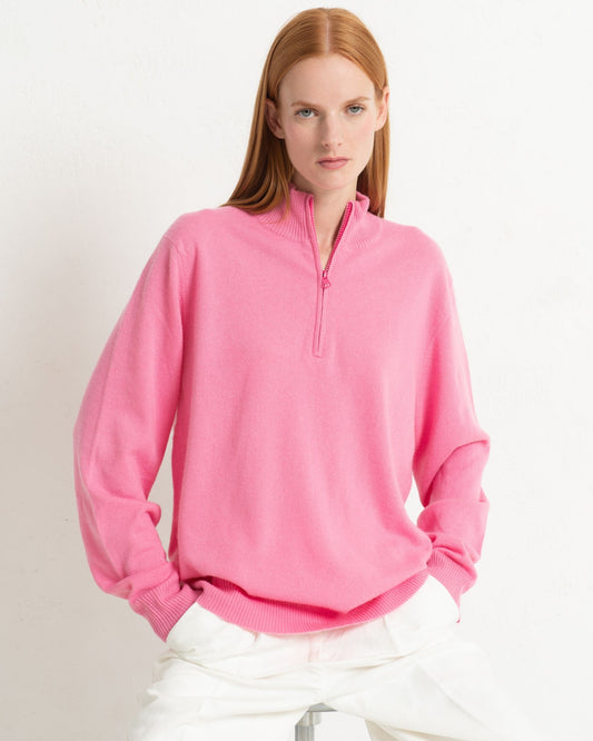 Cashmere 1/4 Zip Sweater Baker Miller Pink