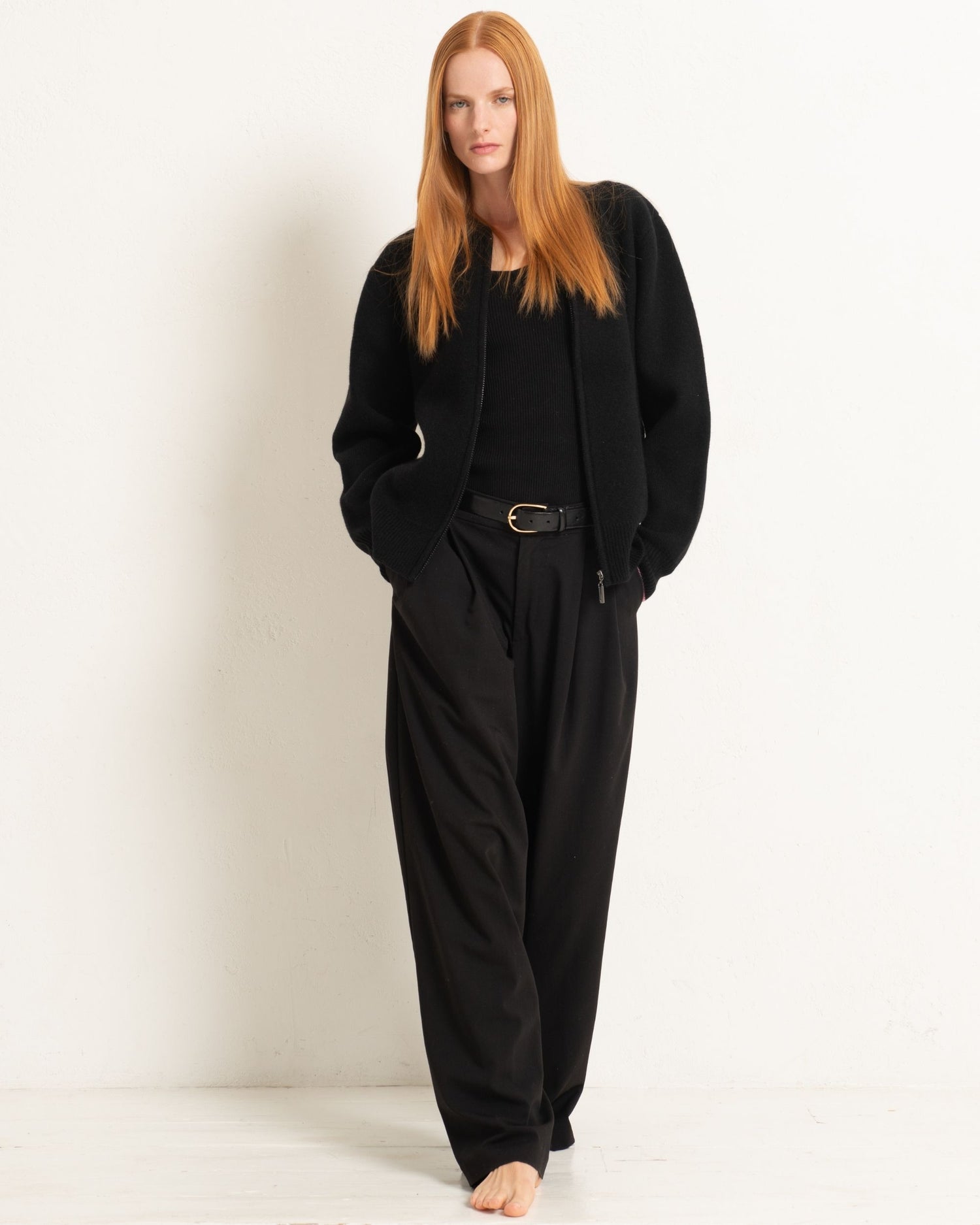 Cashmere Bomber Jacket Jet Black