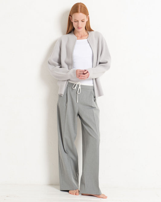 Cashmere Bomber Jacket Silver Grey