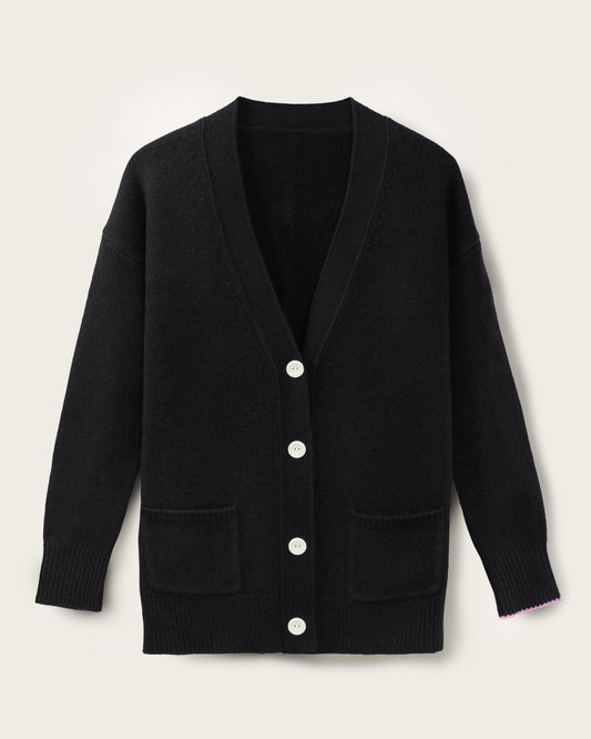Men's Cashmere Boyfriend Cardigan Jet Black