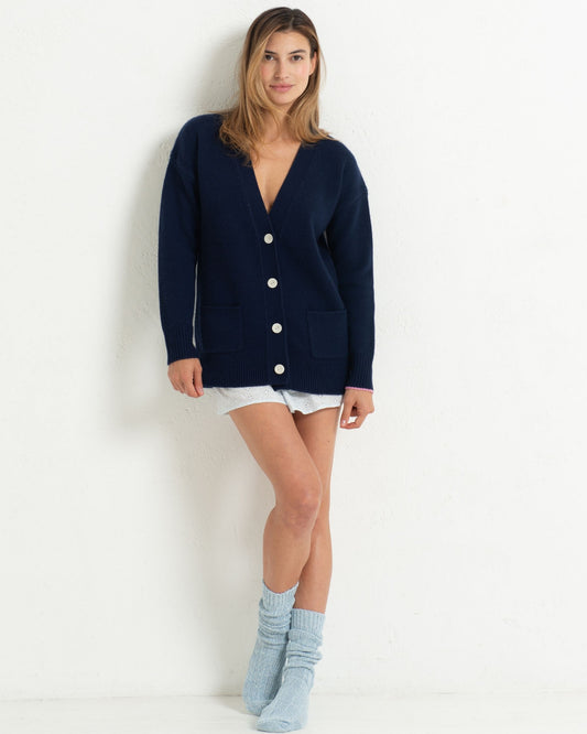 Cashmere Boyfriend Cardigan Midnight Blue