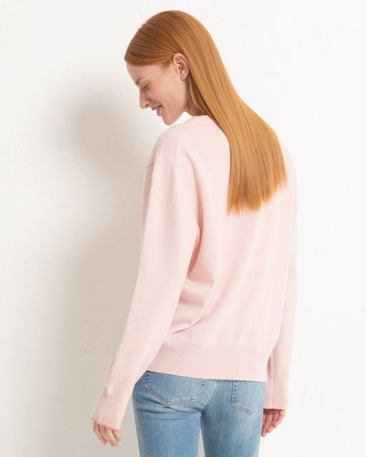 Cashmere Boyfriend Crew Sweater Blush Pink