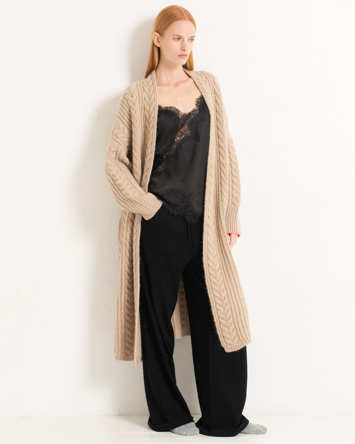 Cashmere Cable Cardigan Coat