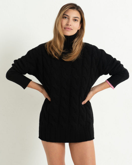 Cashmere Cable Sweater Jet Black